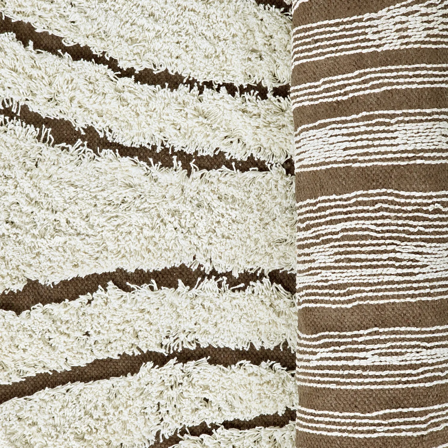 Alfombras de pelo largo - Kindon Natural Cotton Shaggy (blanco roto/marrón)