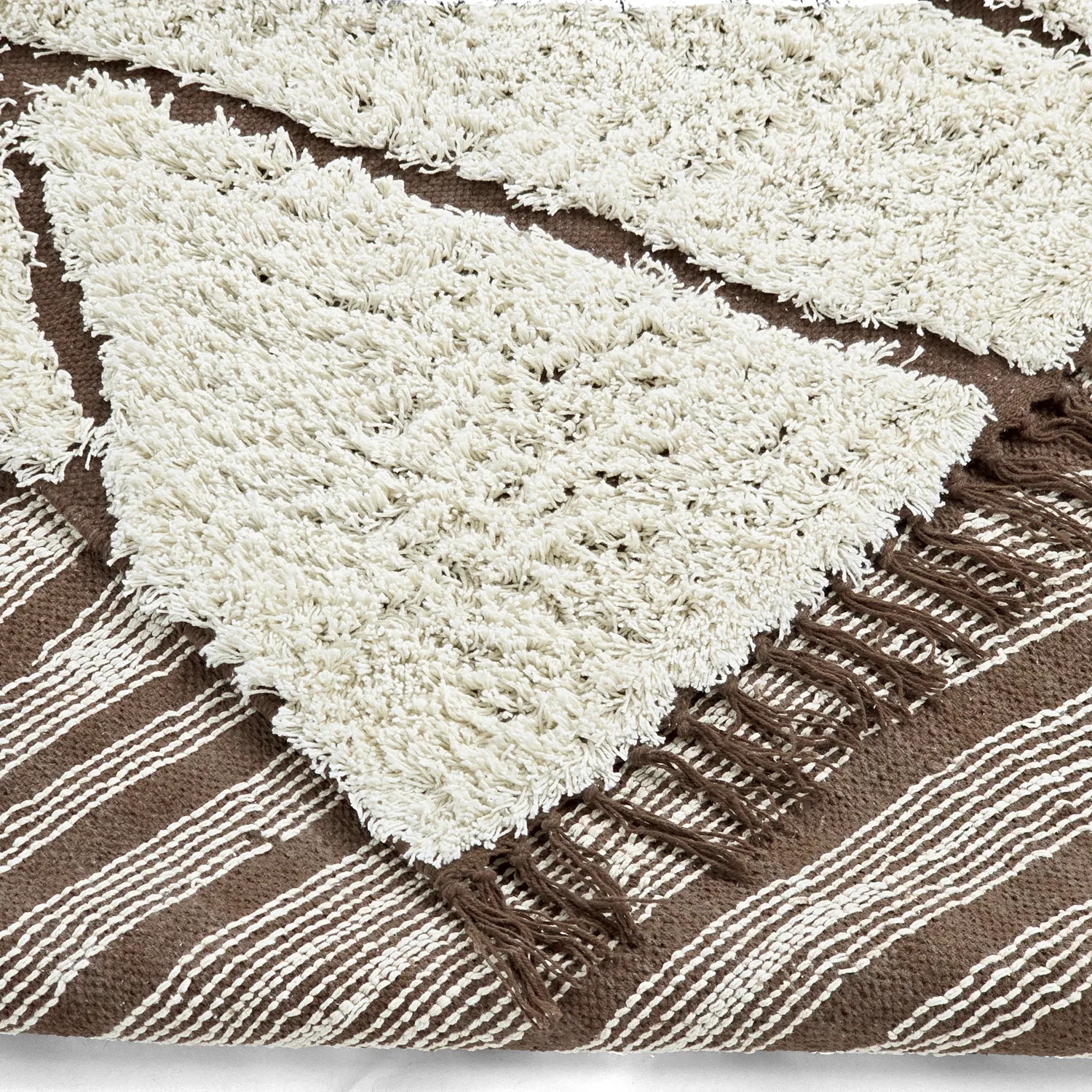 Alfombras de pelo largo - Kindon Natural Cotton Shaggy (blanco roto/marrón)