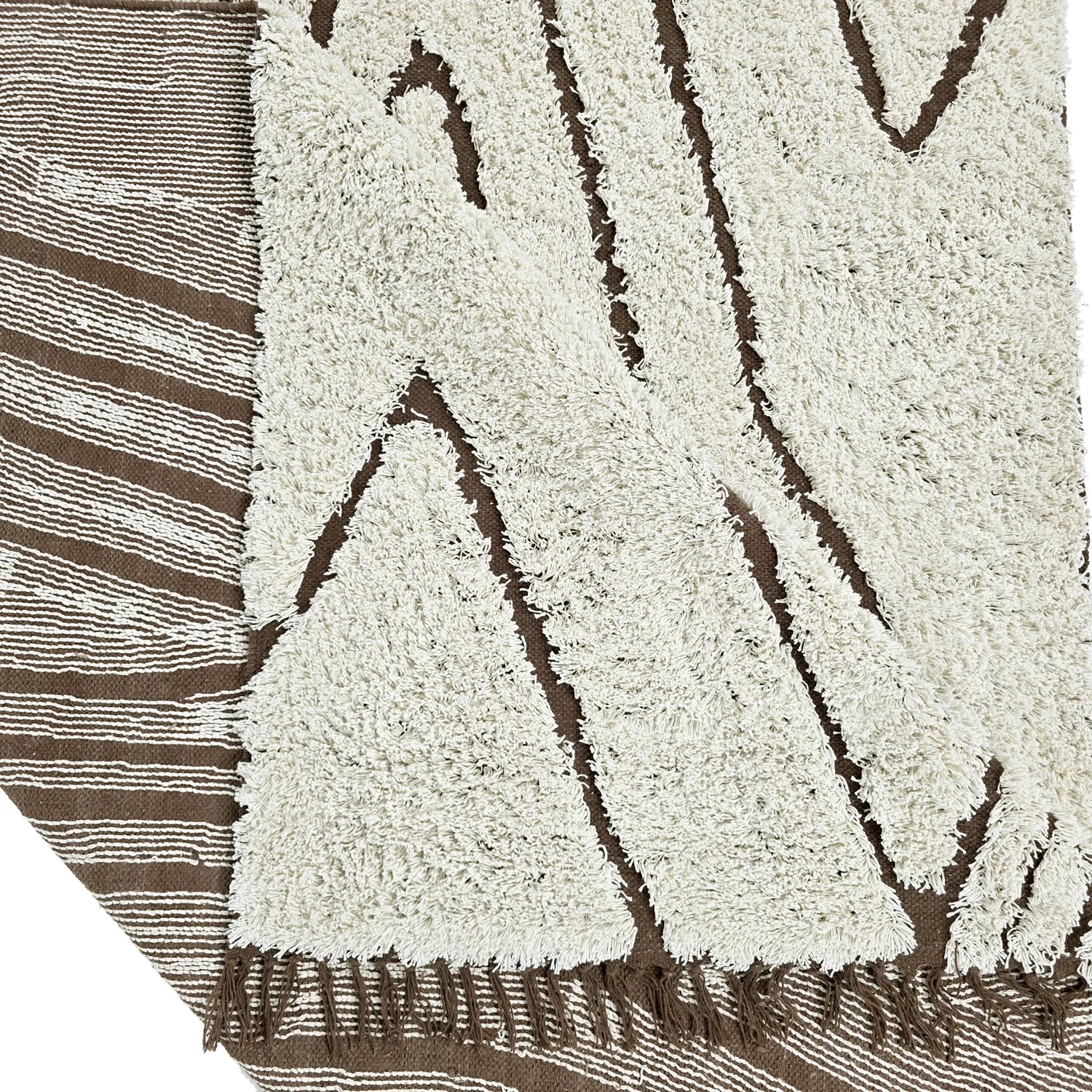 Alfombras de pelo largo - Kindon Natural Cotton Shaggy (blanco roto/marrón)