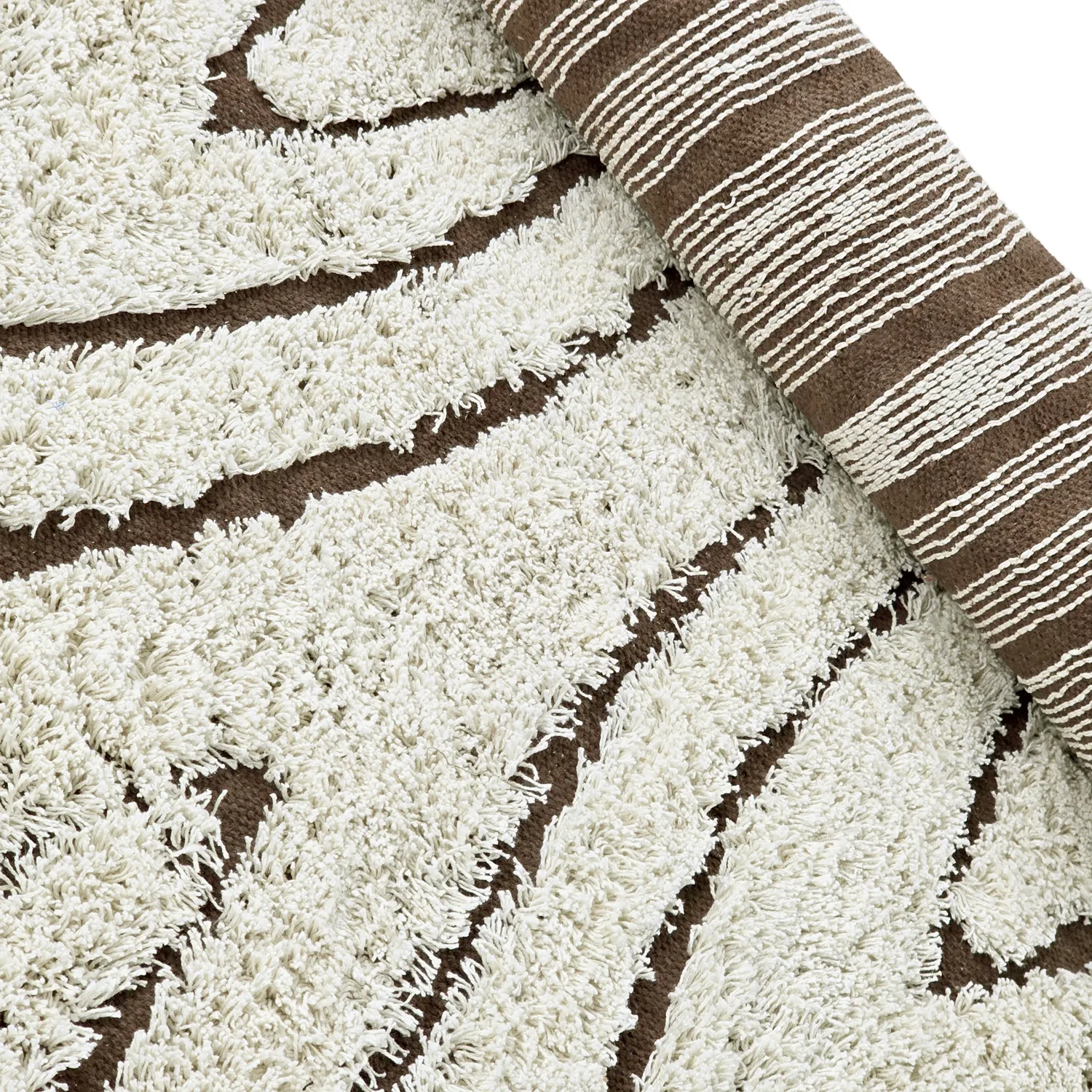 Alfombras de pelo largo - Kindon Natural Cotton Shaggy (blanco roto/marrón)