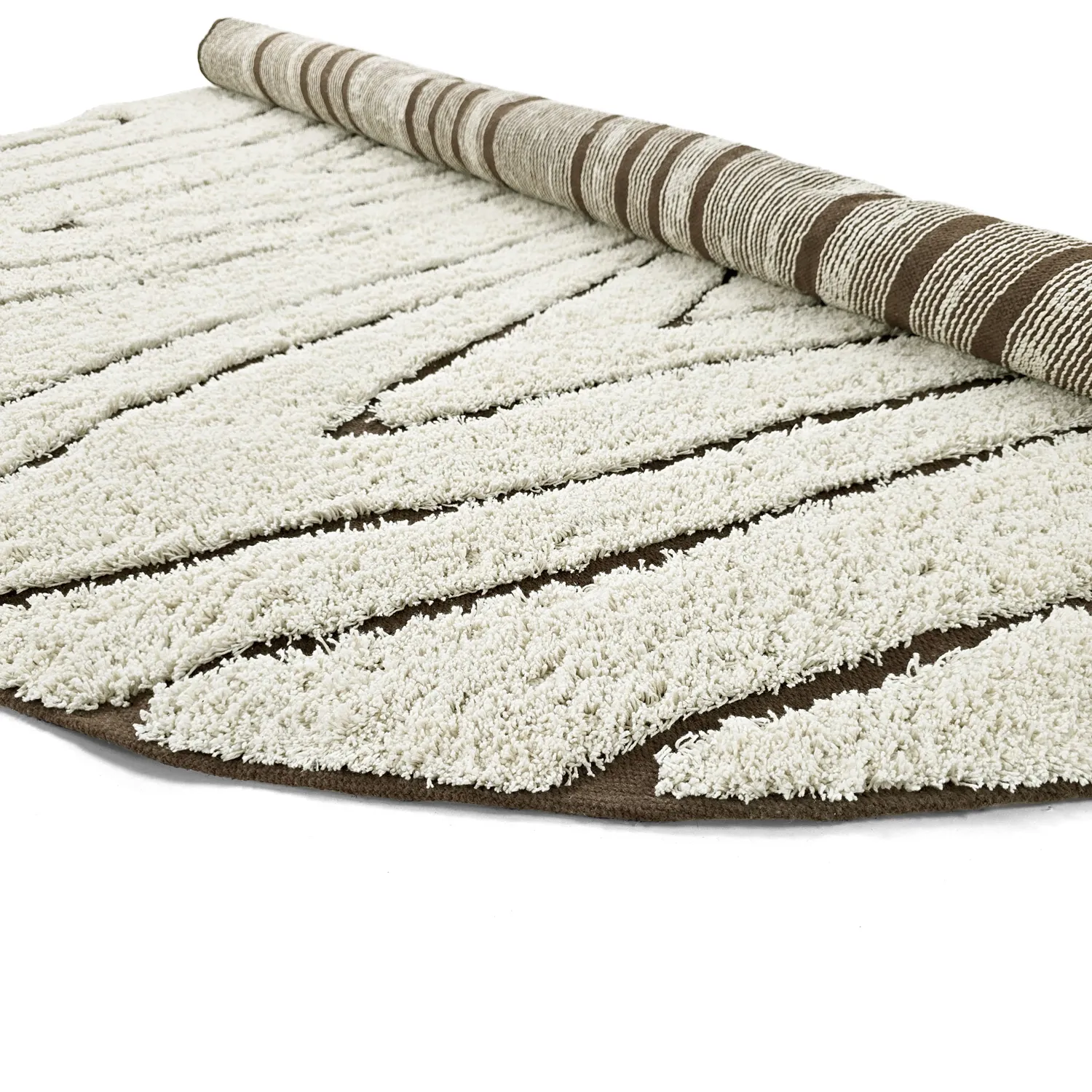 Alfombras redondeadas - Kindon Natural Cotton Shaggy (blanco roto/marrón)