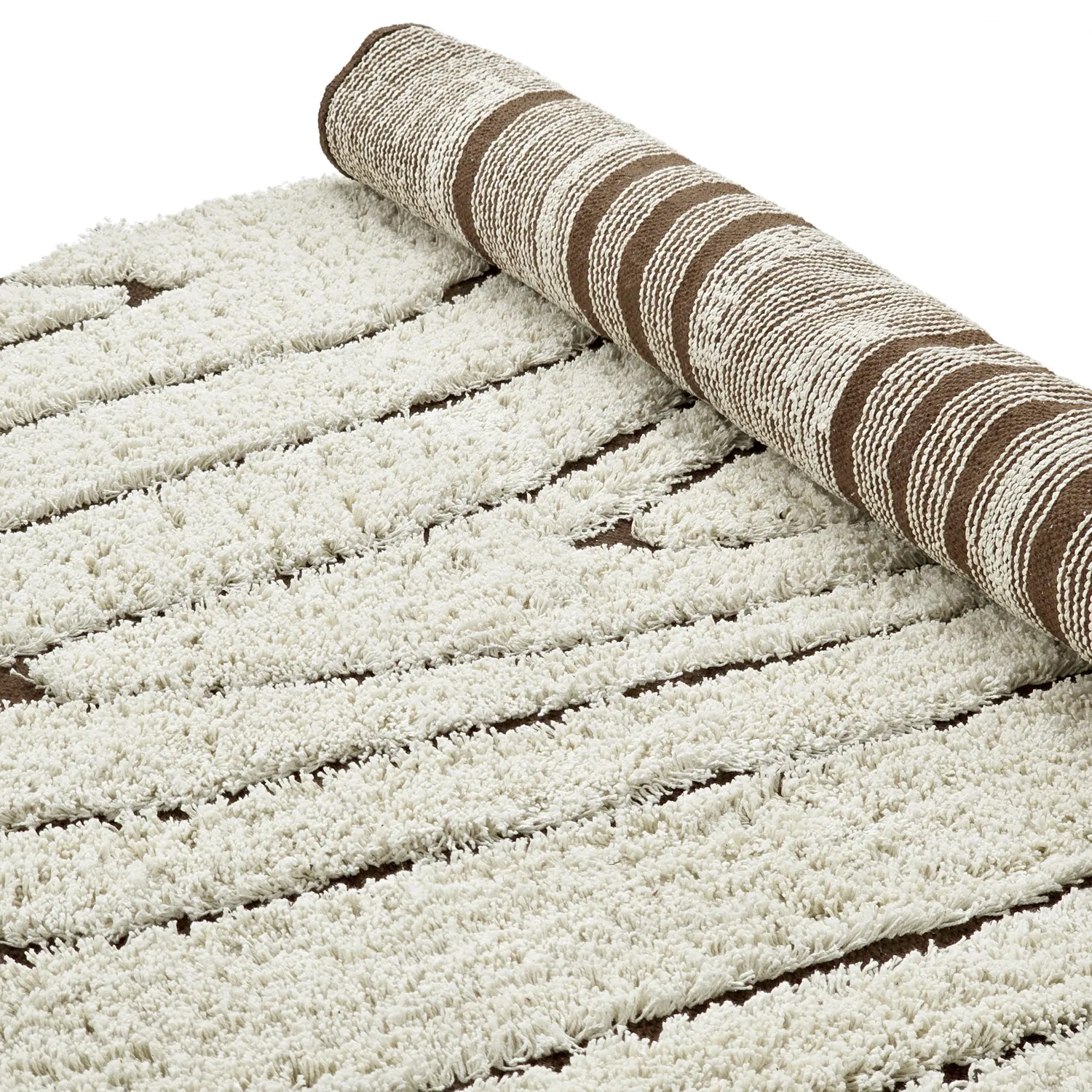 Alfombras redondeadas - Kindon Natural Cotton Shaggy (blanco roto/marrón)