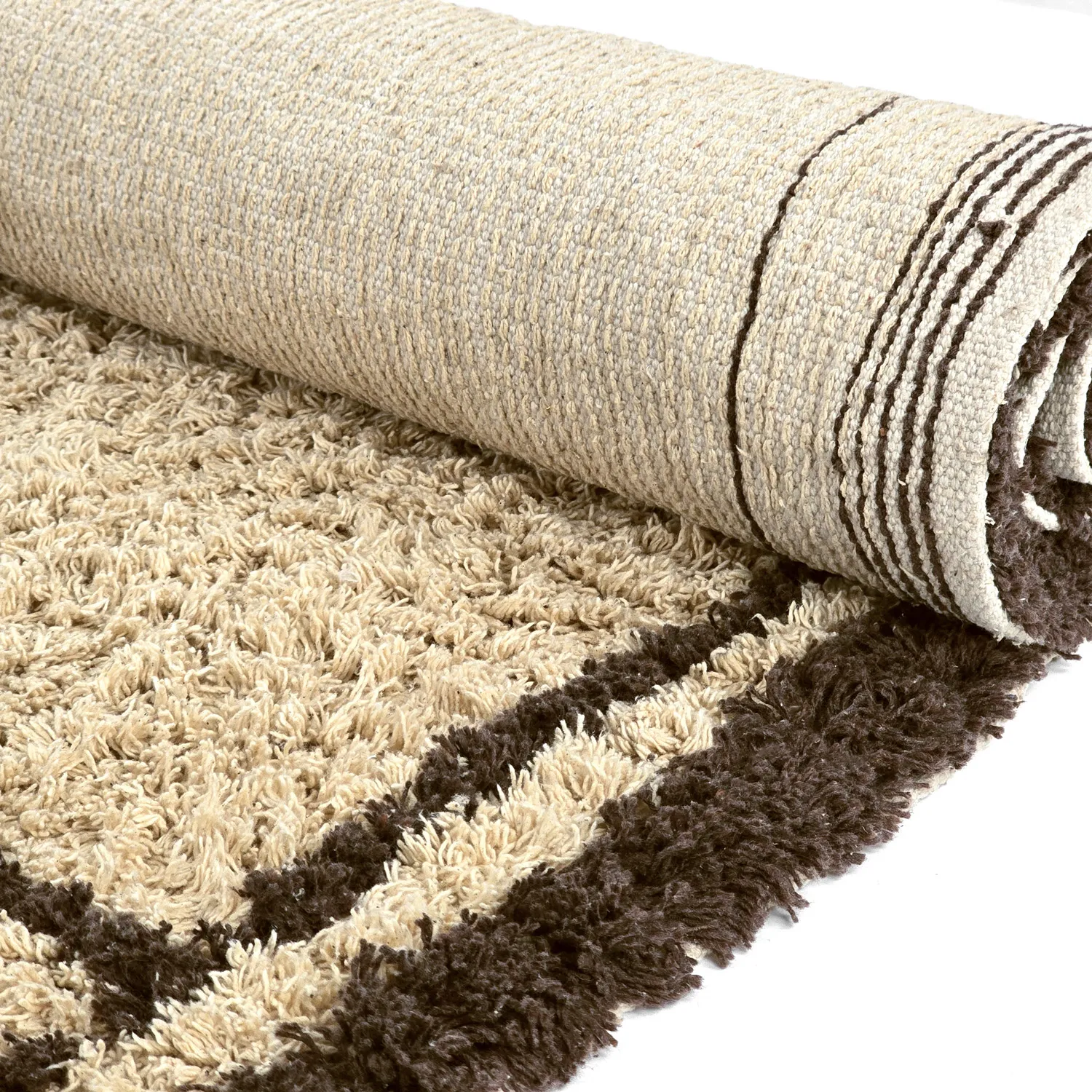 Alfombras de pelo largo - Lana Natural Cotton Shaggy (beige/marrón)