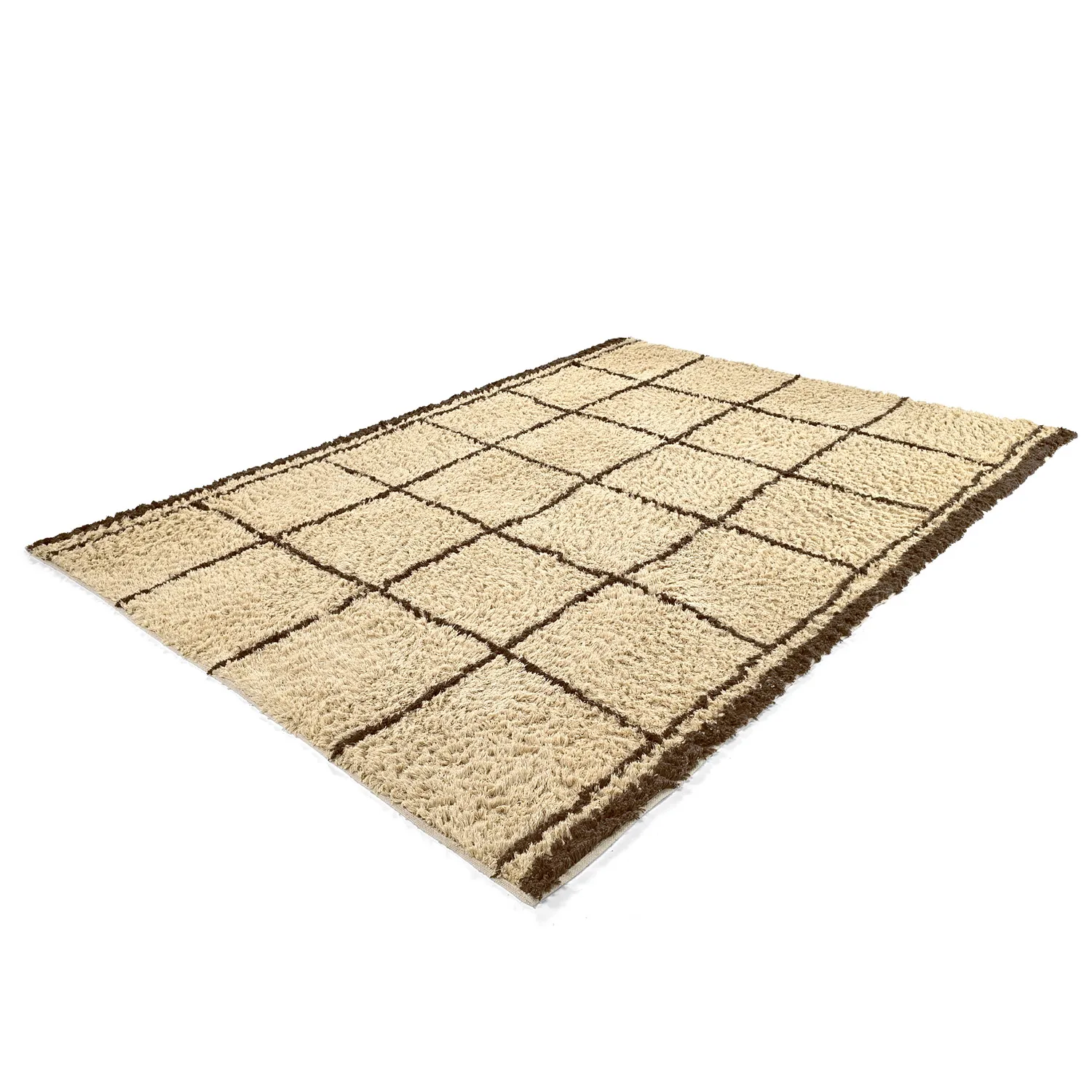 Alfombras de pelo largo - Lana Natural Cotton Shaggy (beige/marrón)