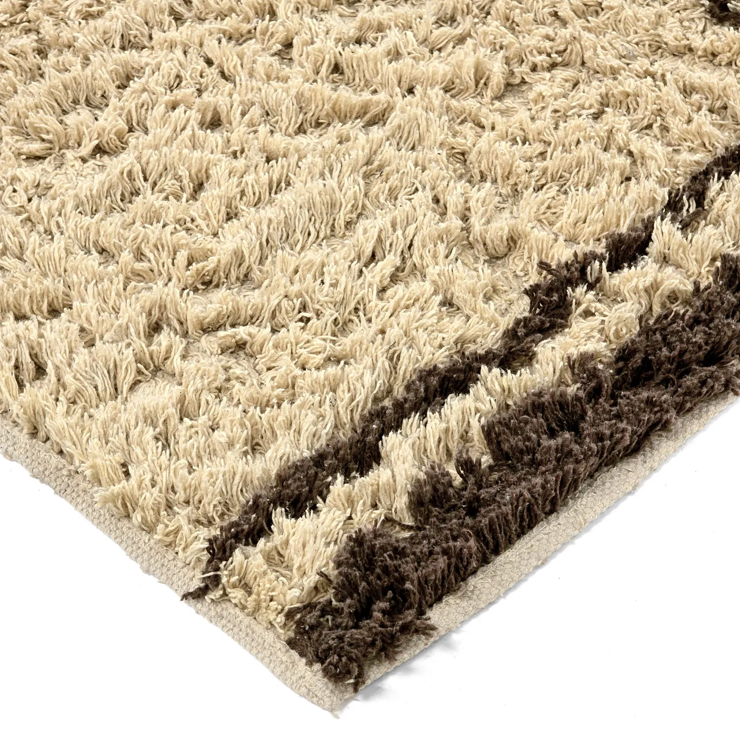 Alfombras de pelo largo - Lana Natural Cotton Shaggy (beige/marrón)