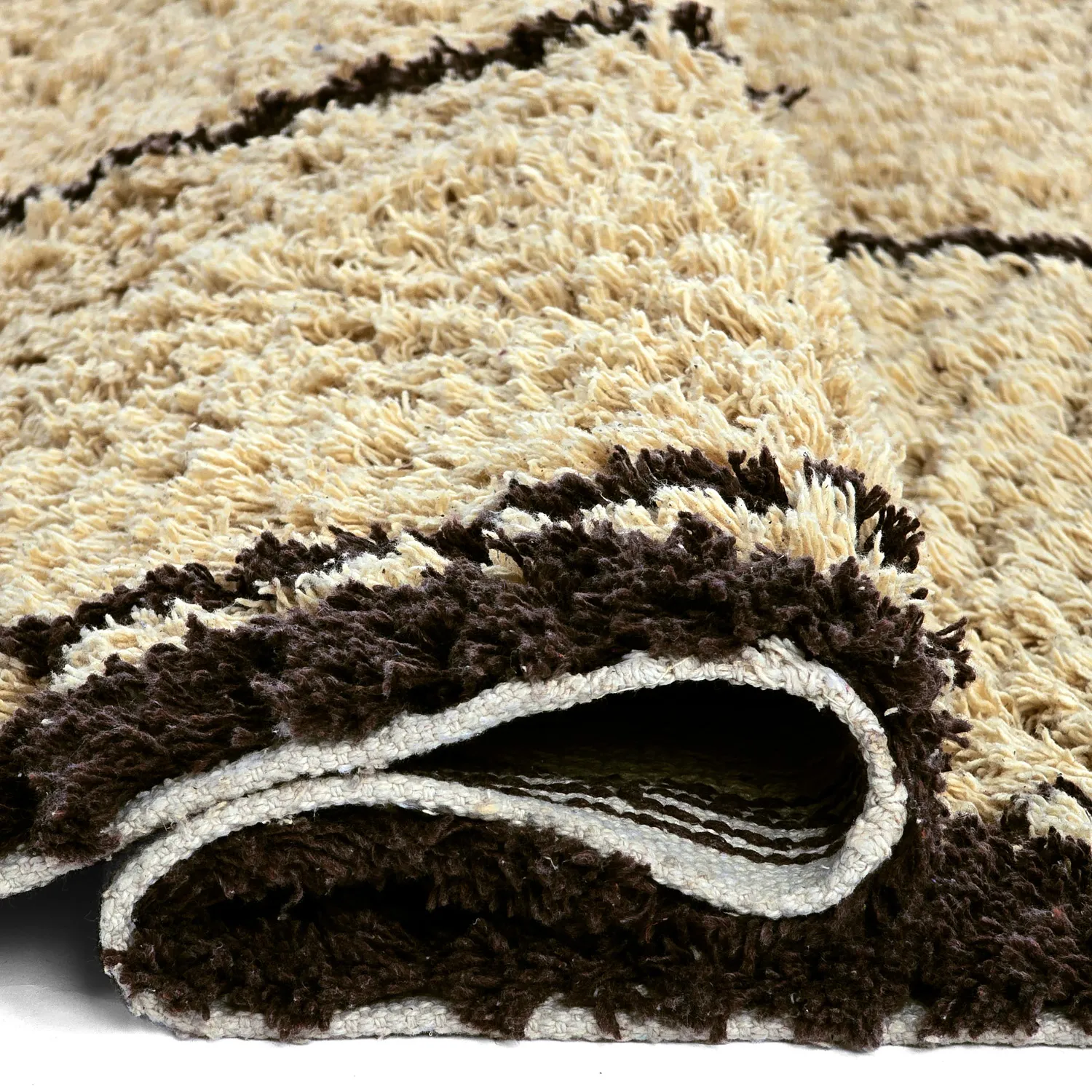 Alfombras de pelo largo - Lana Natural Cotton Shaggy (beige/marrón)