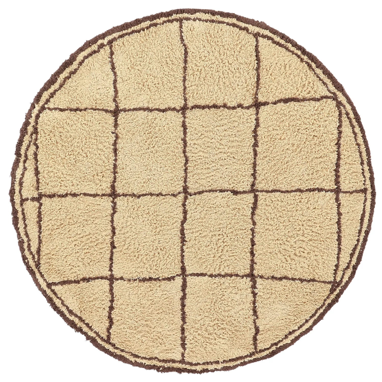 Alfombras redondeadas - Lana Natural Cotton Shaggy (beige/marrón)