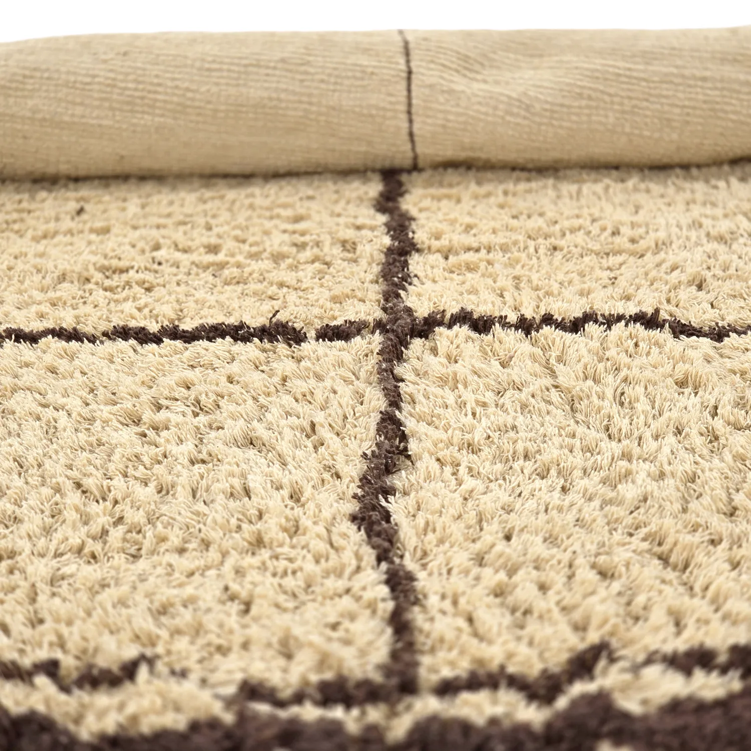 Alfombras redondeadas - Lana Natural Cotton Shaggy (beige/marrón)