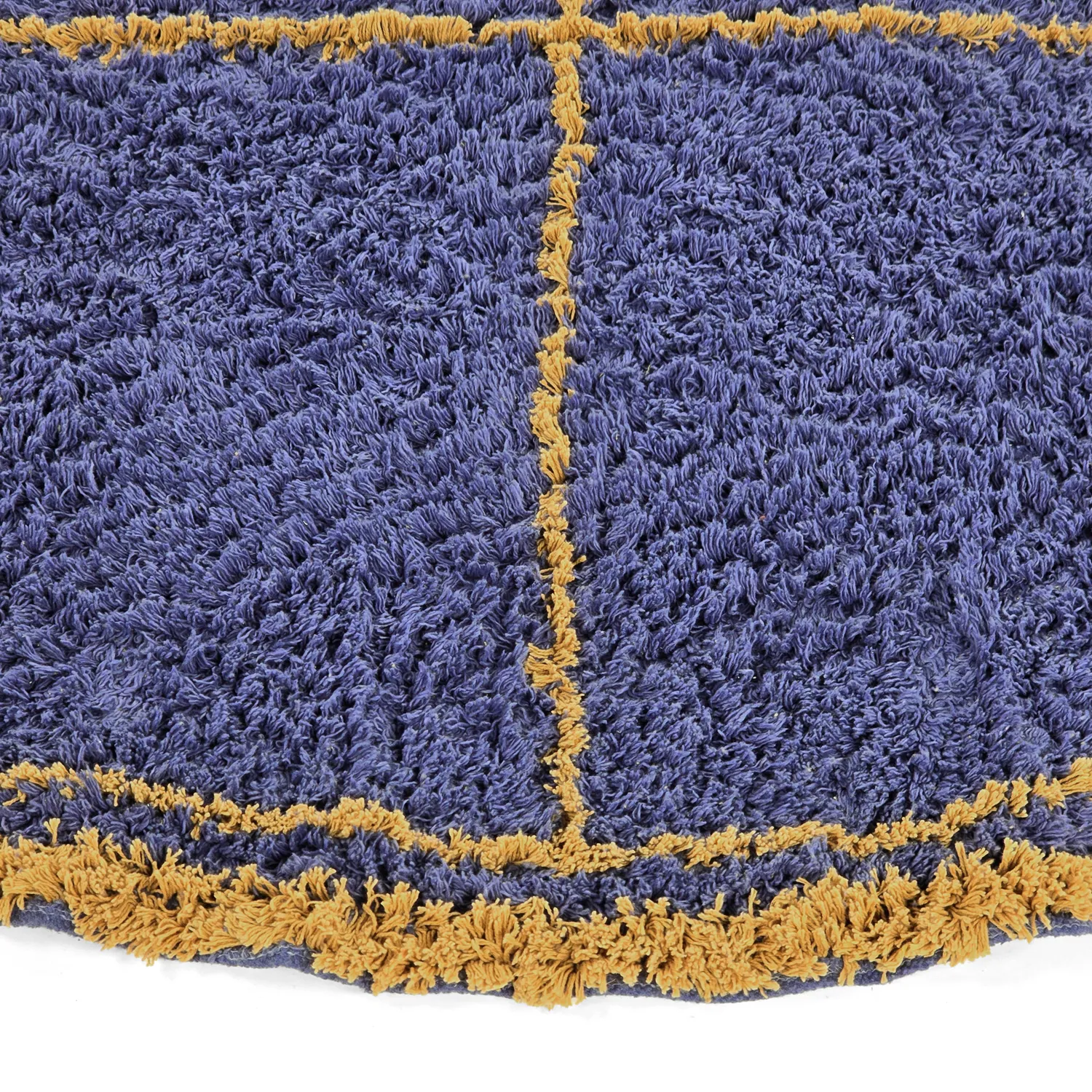 Alfombras redondeadas - Lana Natural Cotton Shaggy (azul/amarillo)