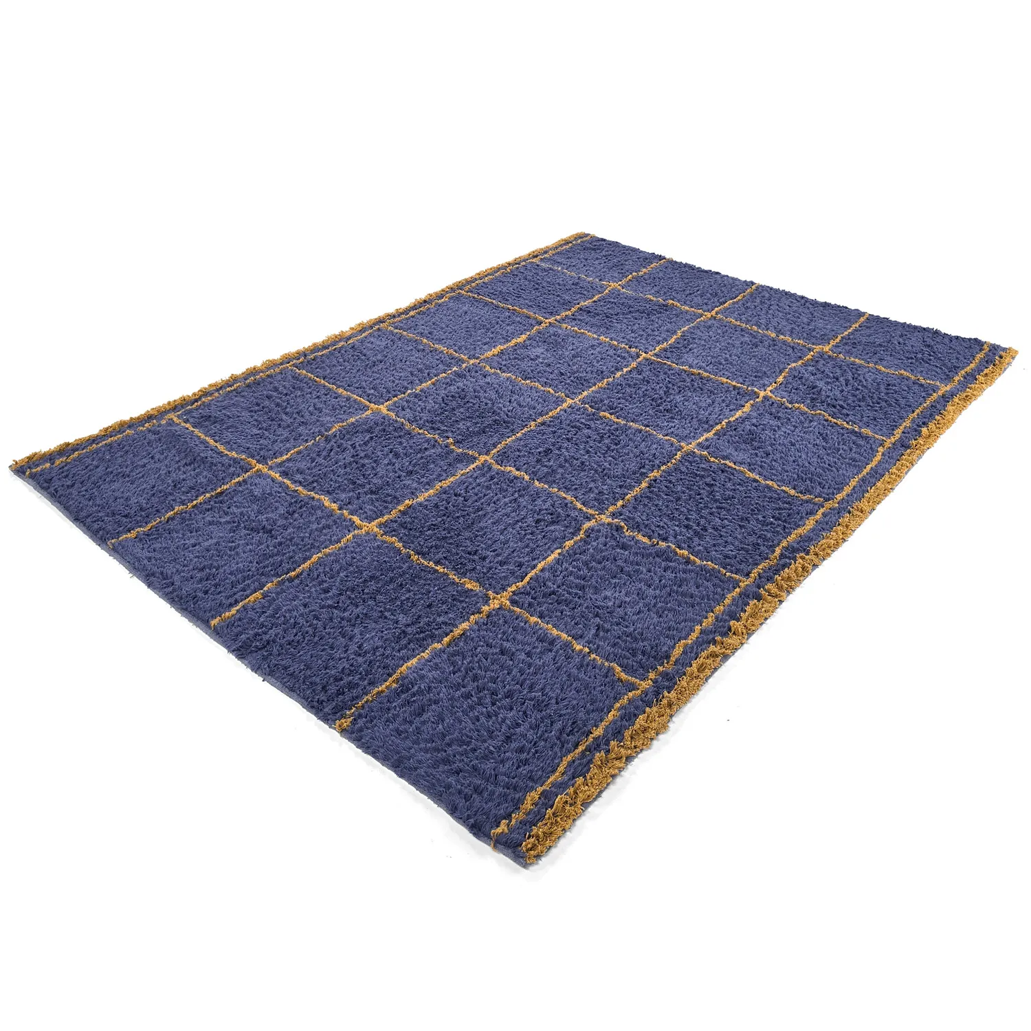 Alfombras de pelo largo - Lana Natural Cotton Shaggy (azul/amarillo)