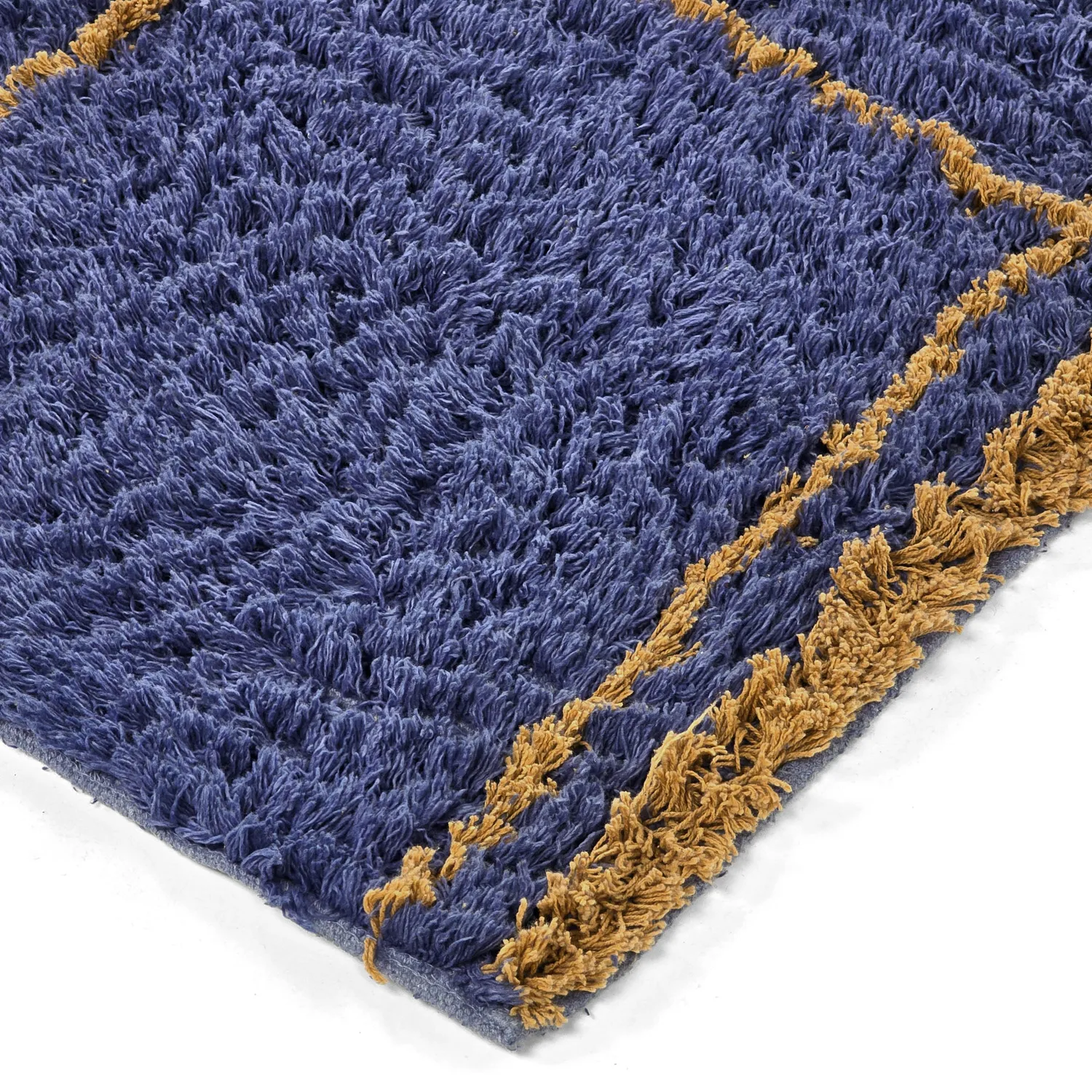 Alfombras de pelo largo - Lana Natural Cotton Shaggy (azul/amarillo)