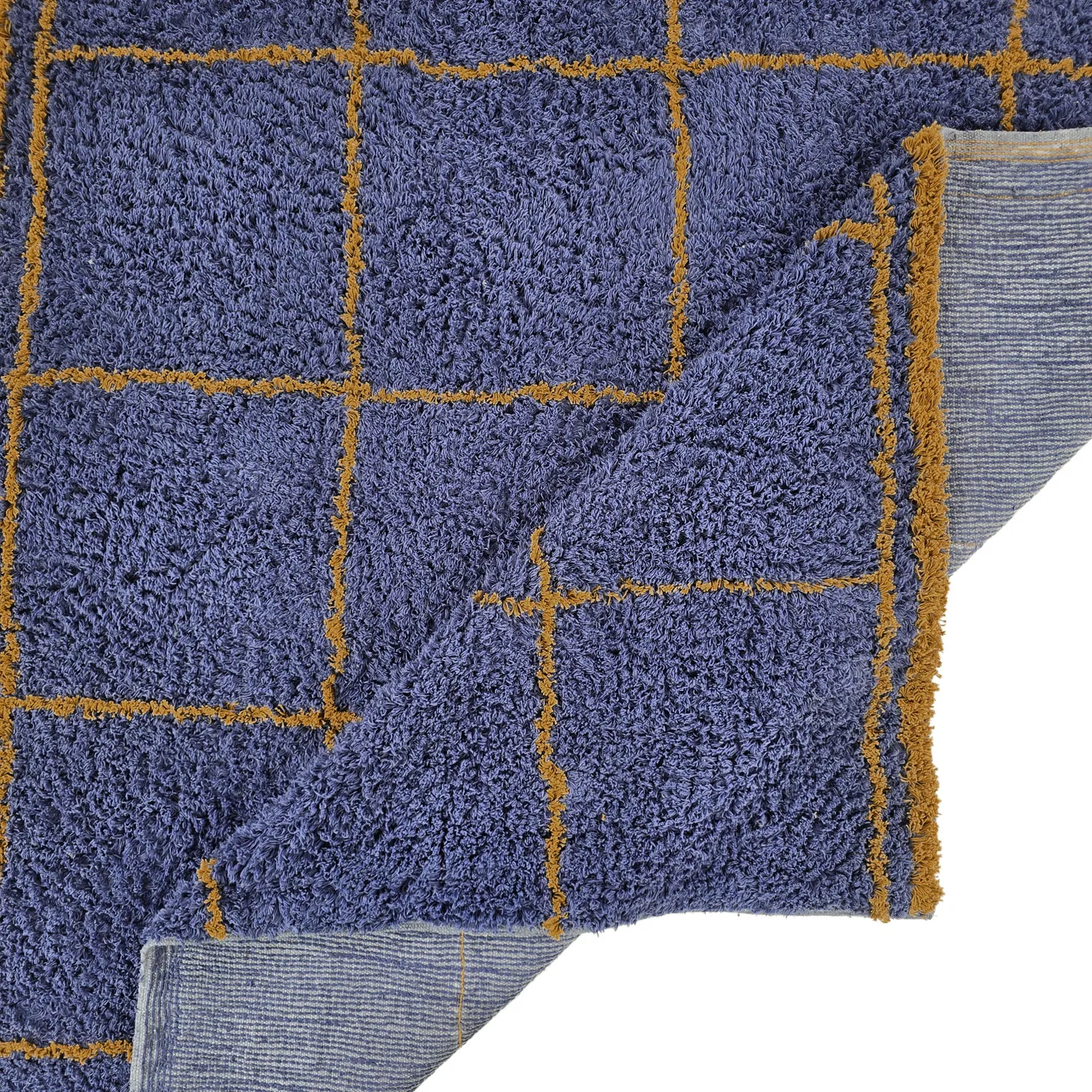 Alfombras de pelo largo - Lana Natural Cotton Shaggy (azul/amarillo)