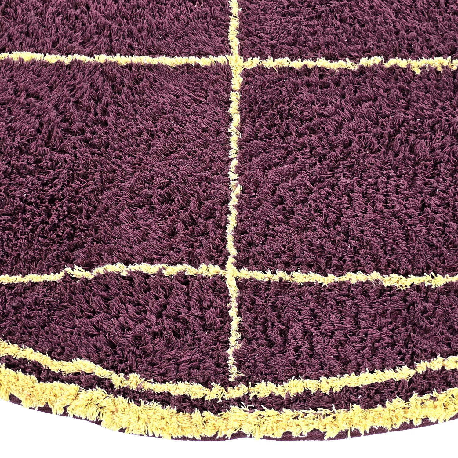 Alfombras redondeadas - Lana Natural Cotton Shaggy (burdeos/amarillo)