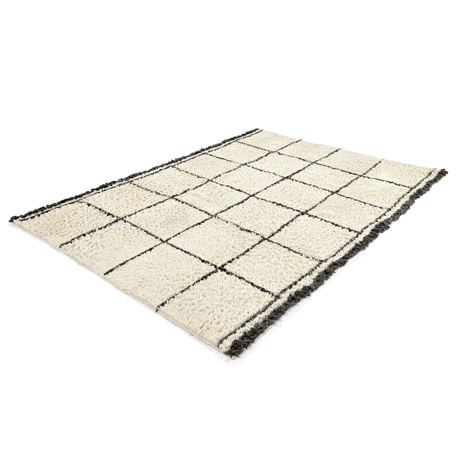 Alfombras de pelo largo - Lana Natural Cotton Shaggy (crema/gris oscuro)