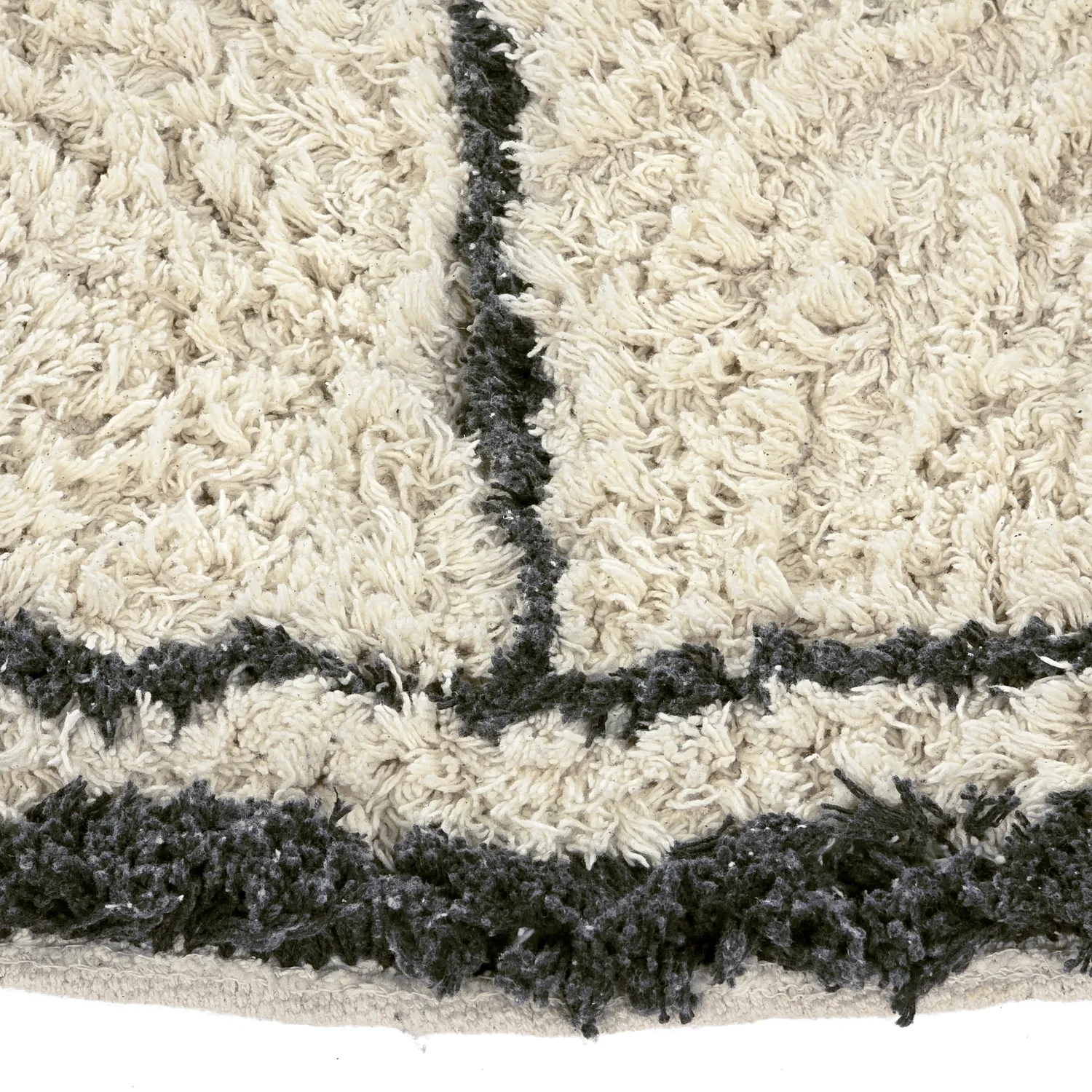 Alfombras redondeadas - Lana Natural Cotton Shaggy (crema/gris oscuro)