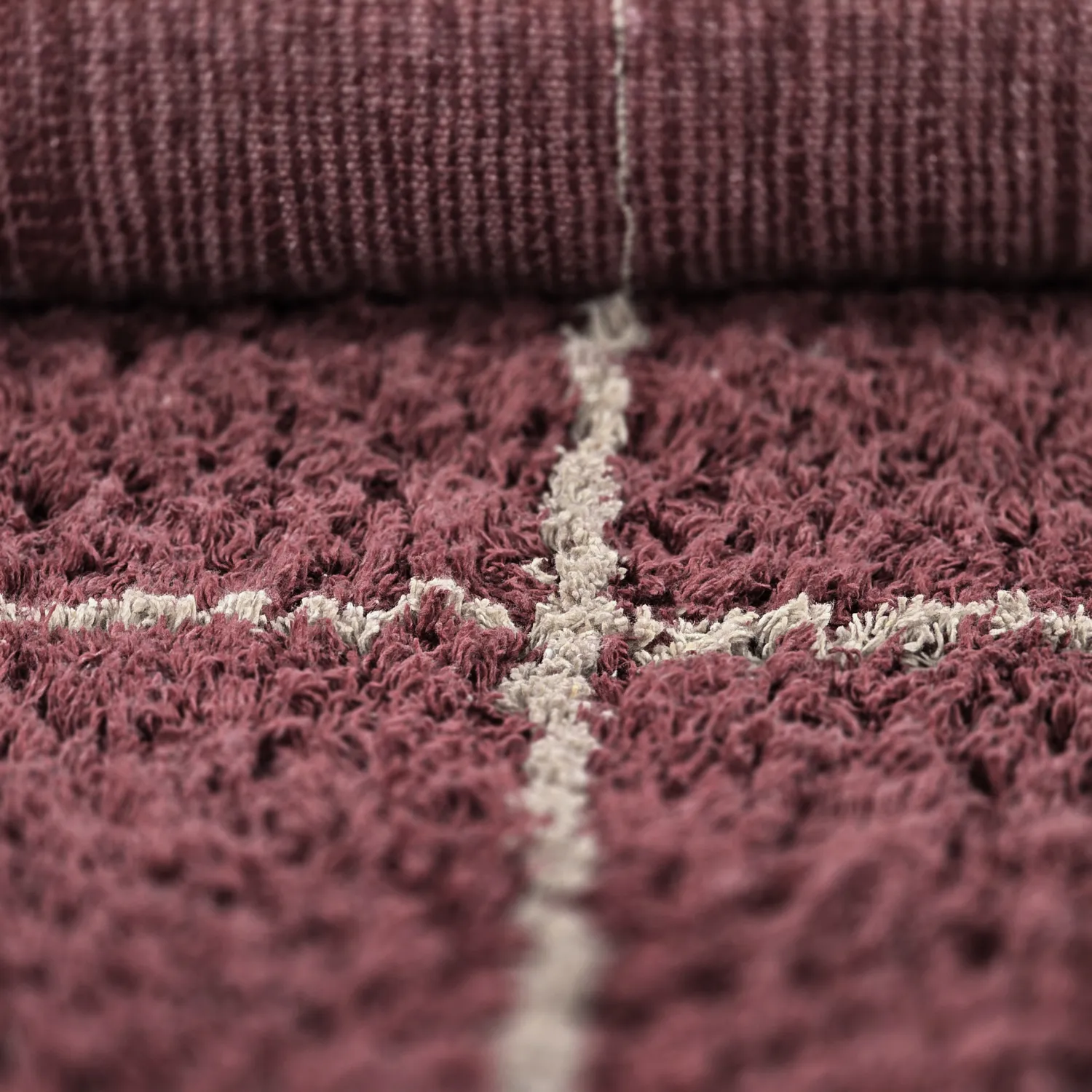 Alfombras de pelo largo - Lana Natural Cotton Shaggy (gris topo/rojo)