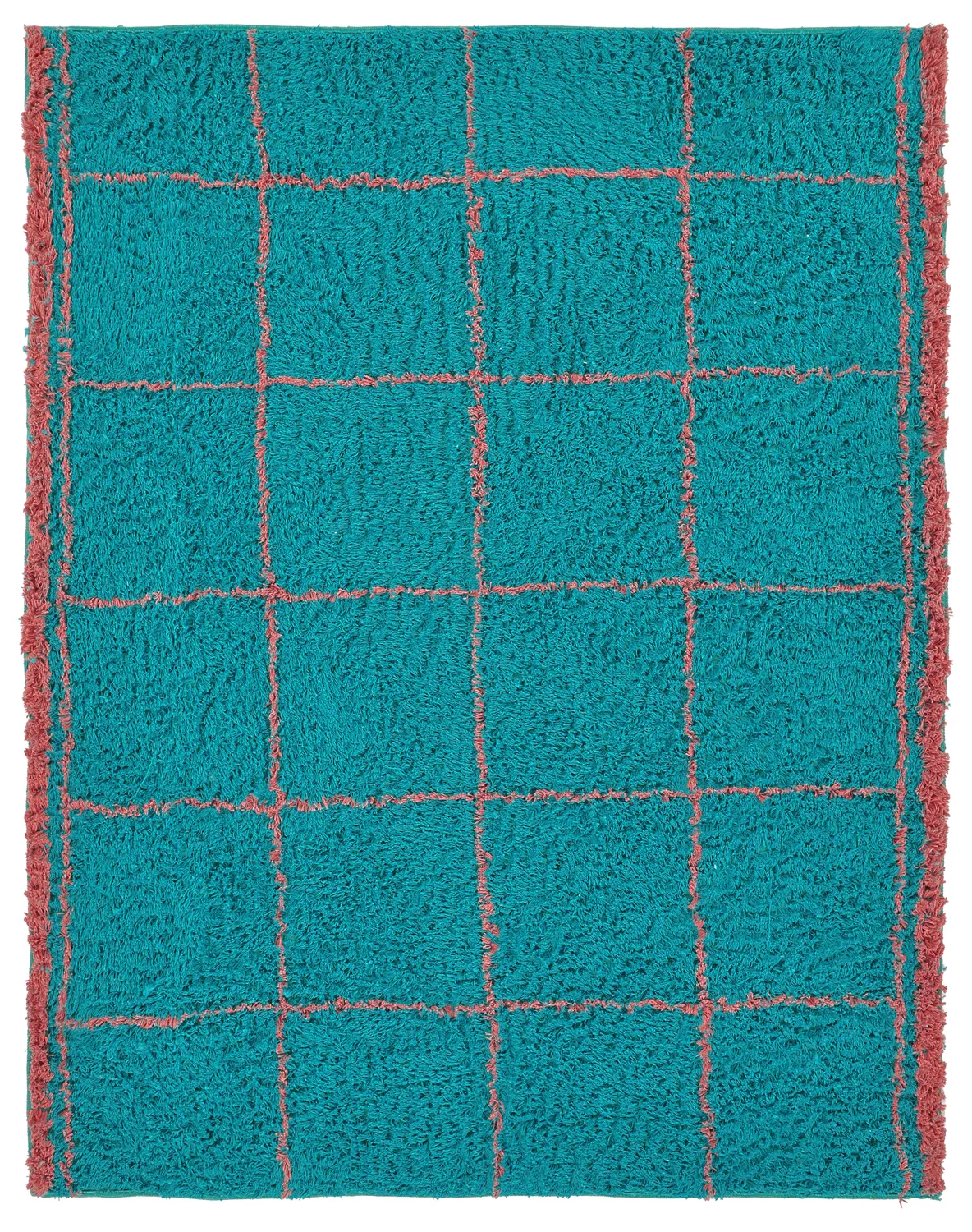 Alfombras de pelo largo - Lana Natural Cotton Shaggy (turquesa/rosa)