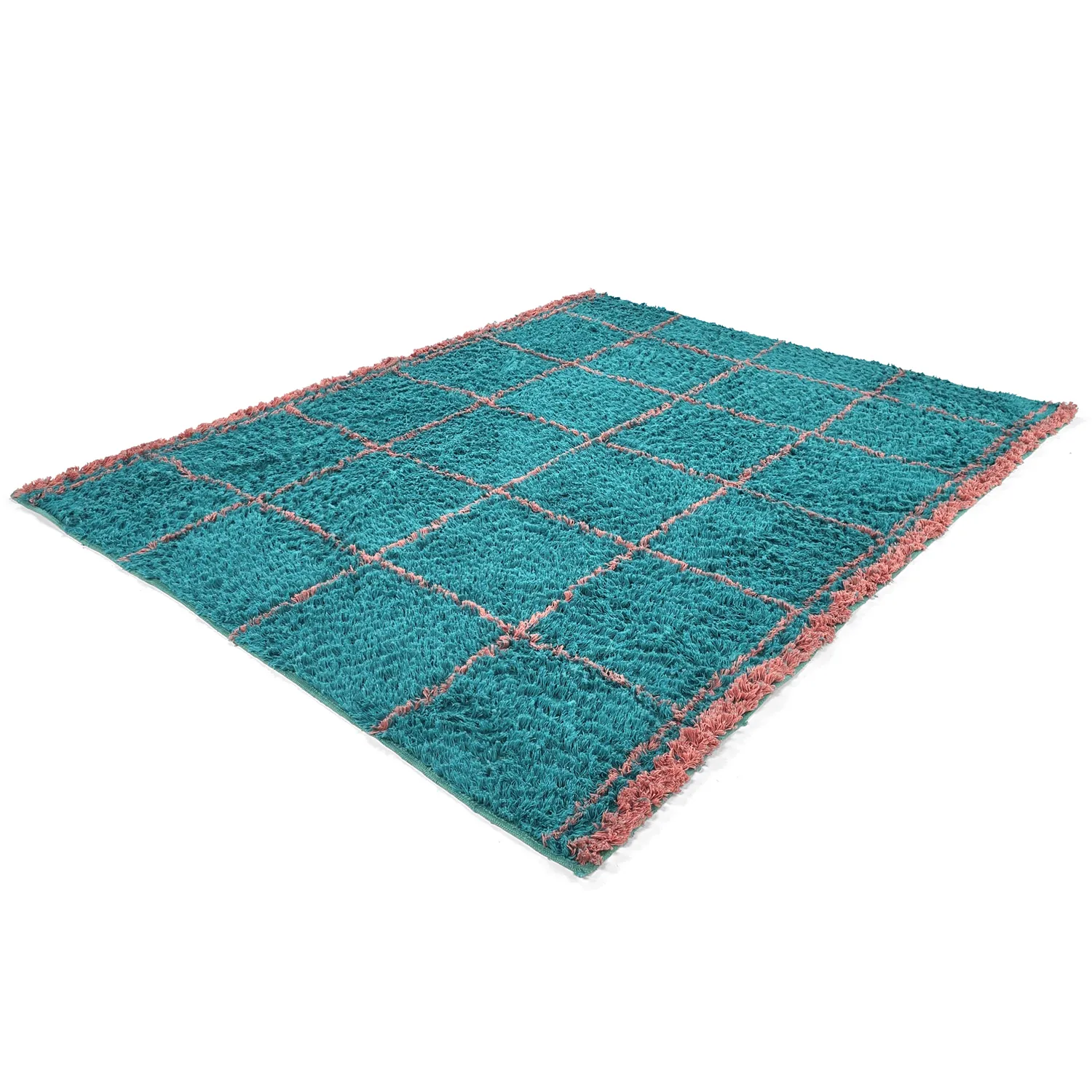 Alfombras de pelo largo - Lana Natural Cotton Shaggy (turquesa/rosa)