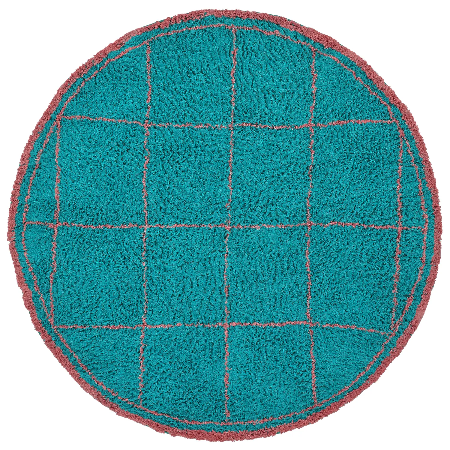 Alfombras redondeadas - Lana Natural Cotton Shaggy (turquesa/rosa)