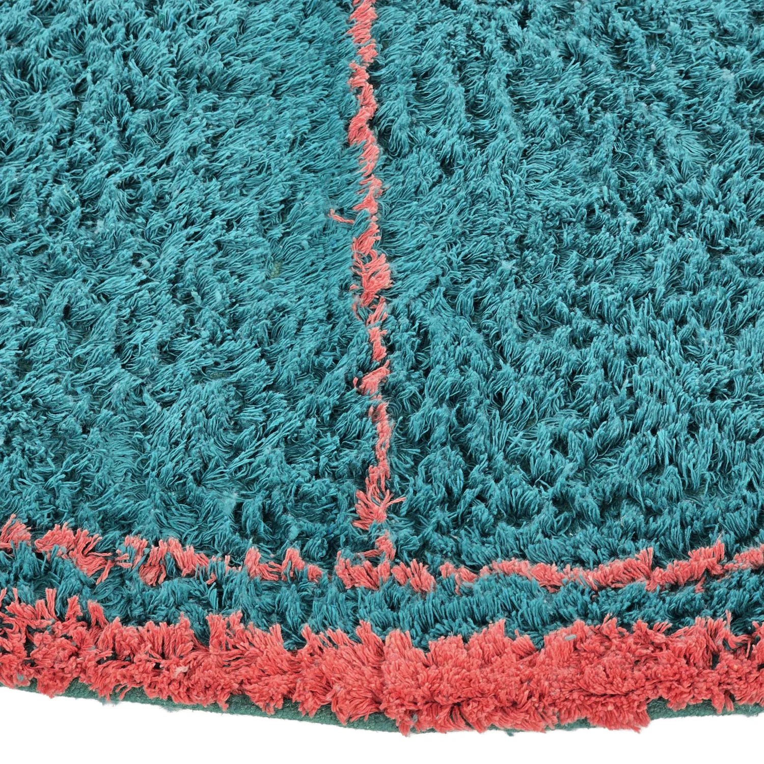Alfombras redondeadas - Lana Natural Cotton Shaggy (turquesa/rosa)