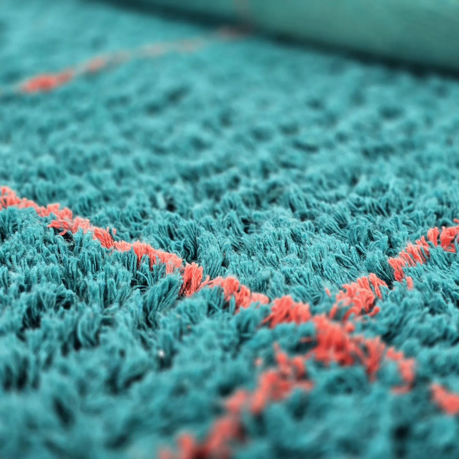 Alfombras redondeadas - Lana Natural Cotton Shaggy (turquesa/rosa)