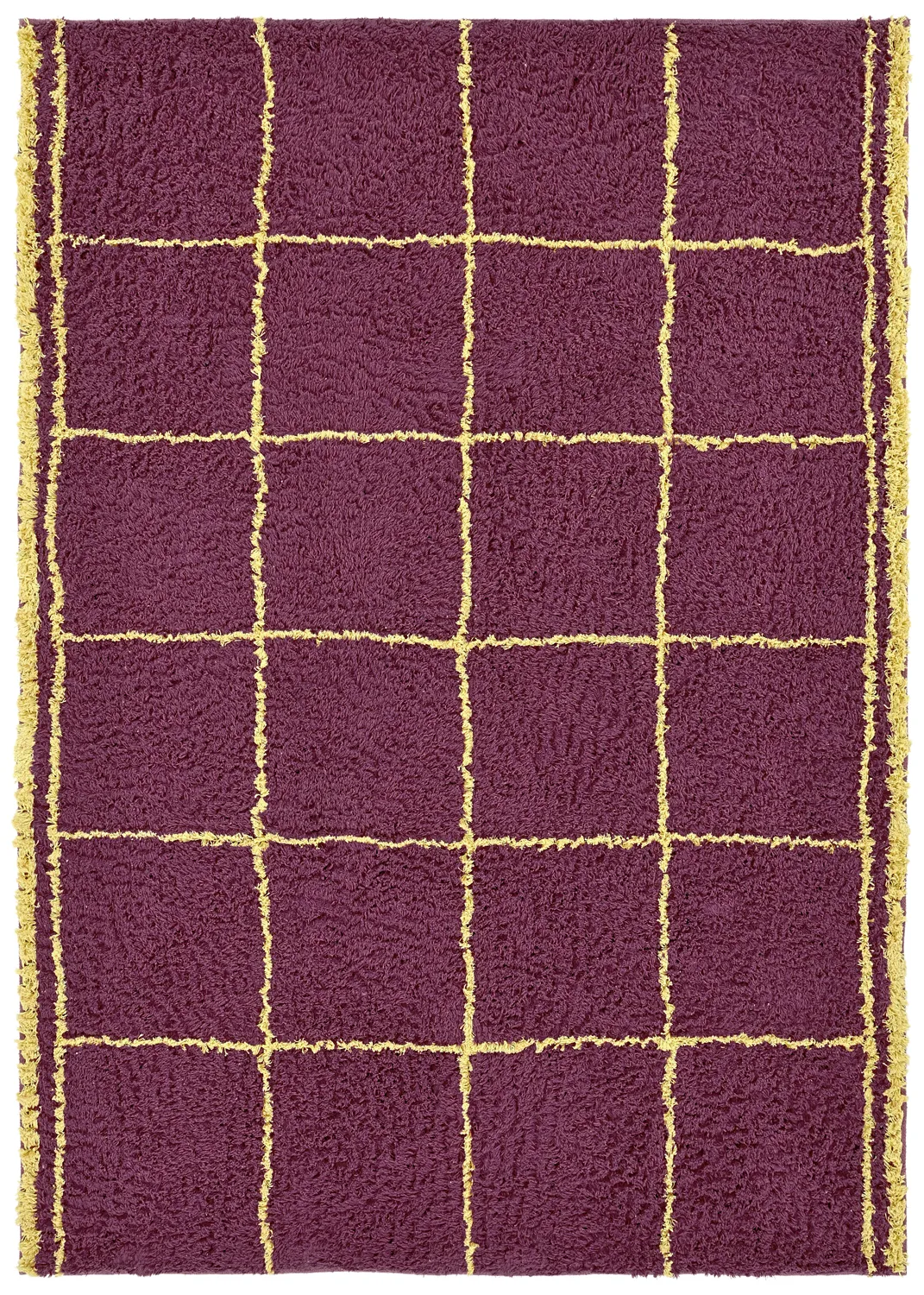 Alfombras de pelo largo - Lana Natural Cotton Shaggy (burdeos/amarillo)