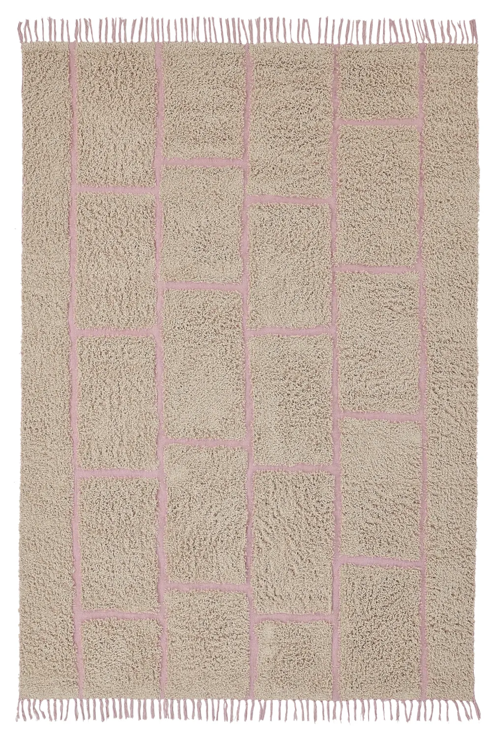 Alfombras de pelo largo - Lindley Natural Cotton Shaggy (beige/rosa)
