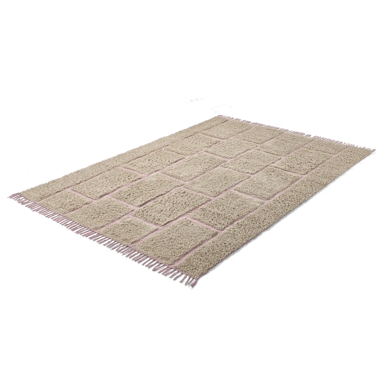 Alfombras de pelo largo - Lindley Natural Cotton Shaggy (beige/rosa)