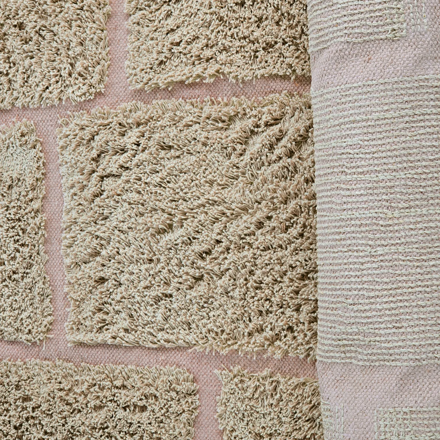 Alfombras de pelo largo - Lindley Natural Cotton Shaggy (beige/rosa)