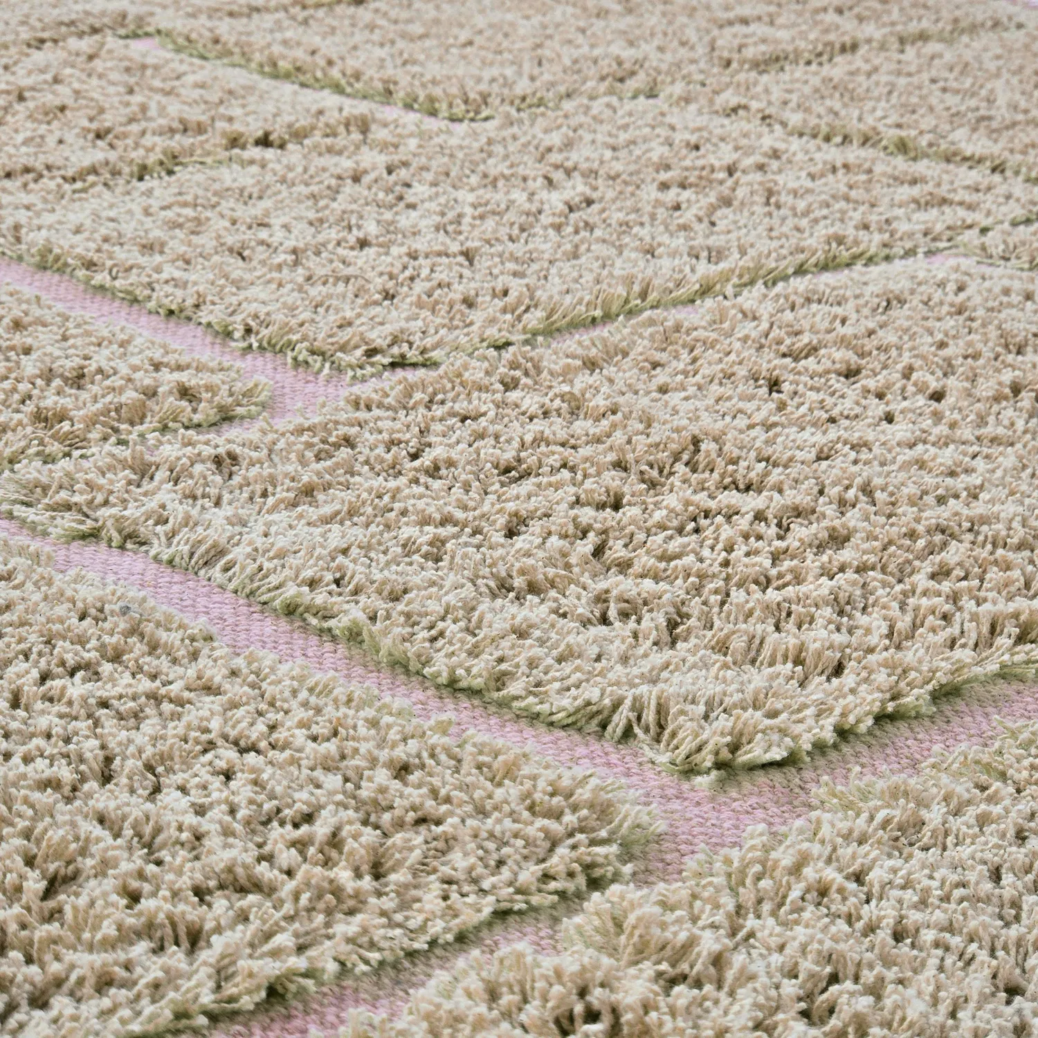 Alfombras de pelo largo - Lindley Natural Cotton Shaggy (beige/rosa)
