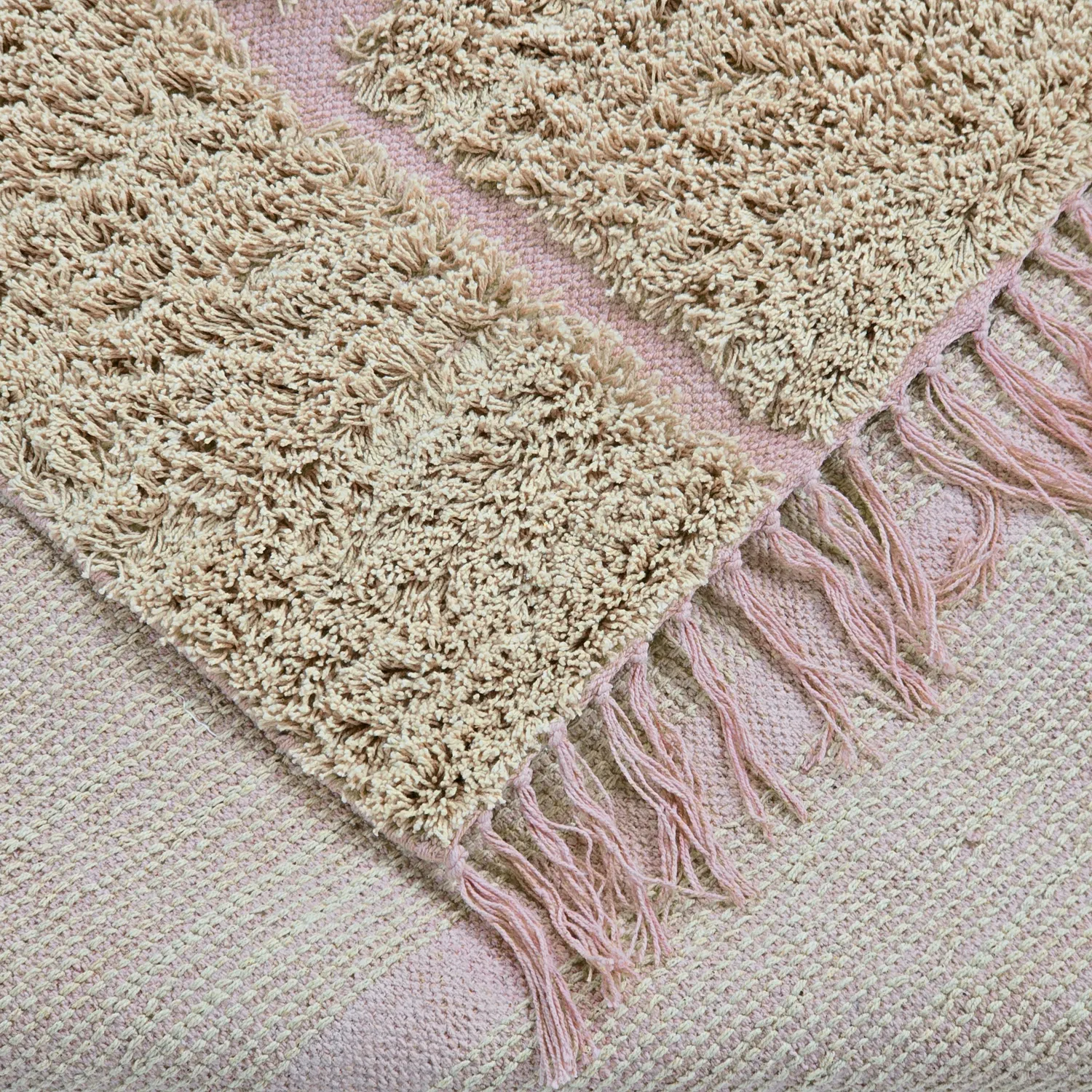 Alfombras de pelo largo - Lindley Natural Cotton Shaggy (beige/rosa)