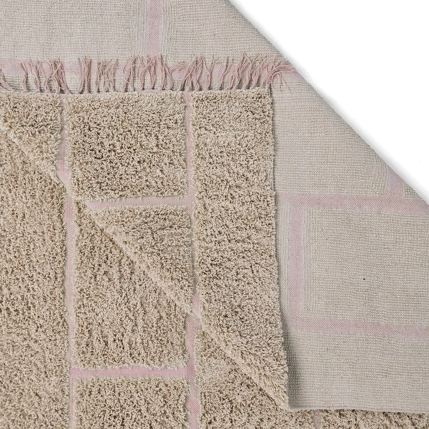 Alfombras de pelo largo - Lindley Natural Cotton Shaggy (beige/rosa)