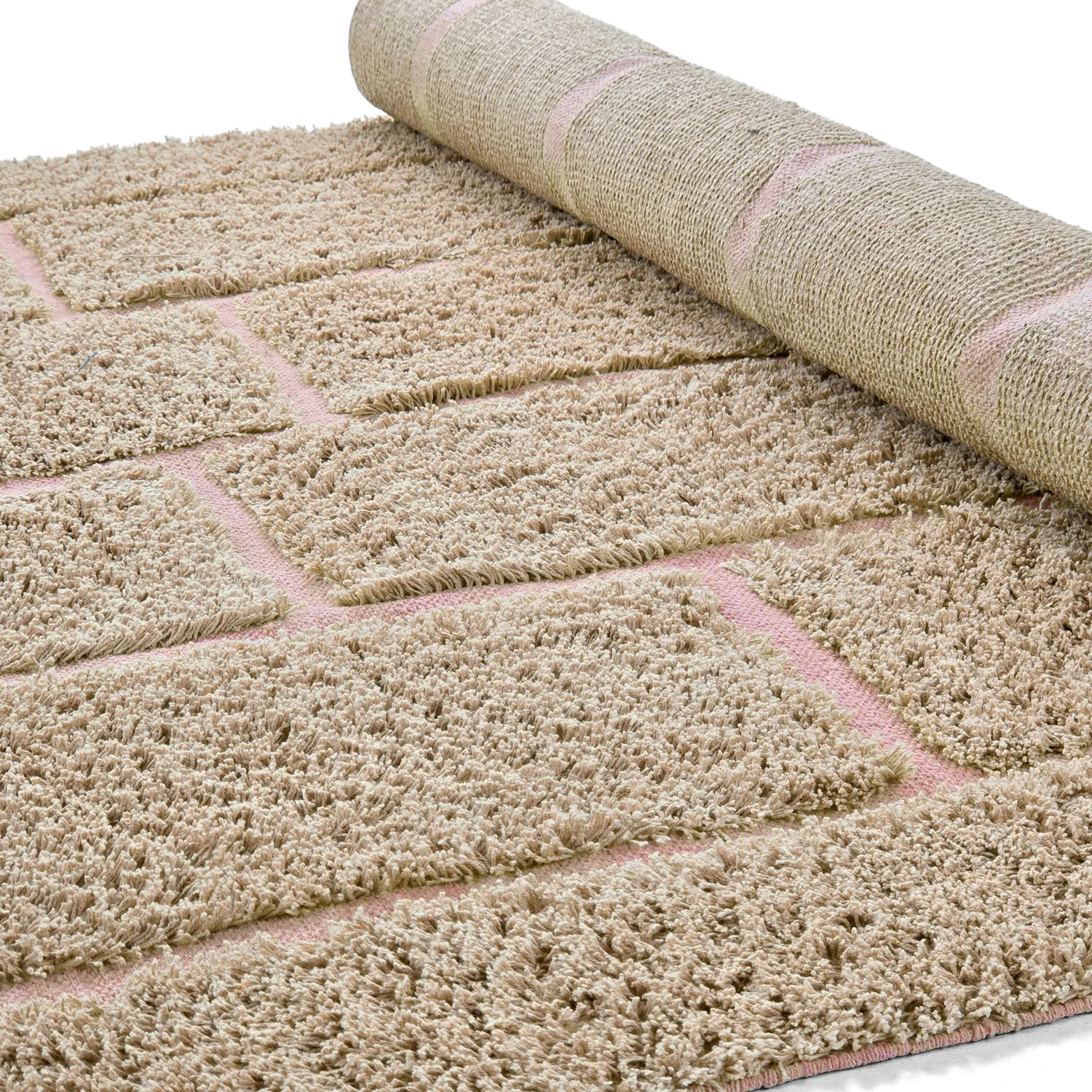 Alfombras de pelo largo - Lindley Natural Cotton Shaggy (beige/rosa)