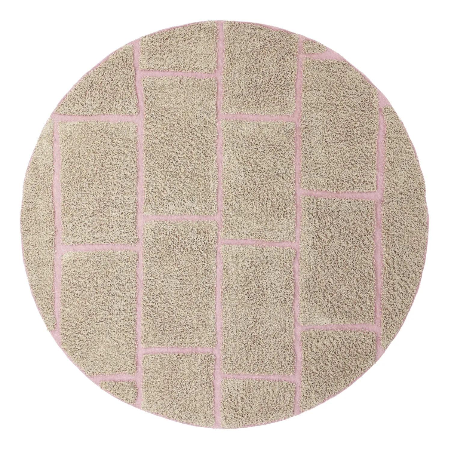 Alfombras redondeadas - Lindley Natural Cotton Shaggy (beige/rosa)