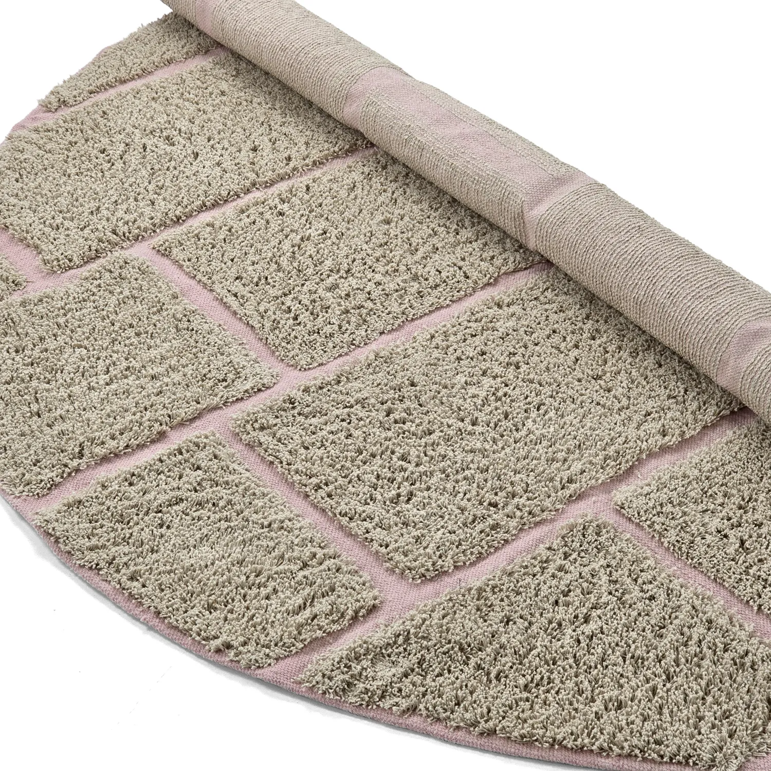 Alfombras redondeadas - Lindley Natural Cotton Shaggy (beige/rosa)