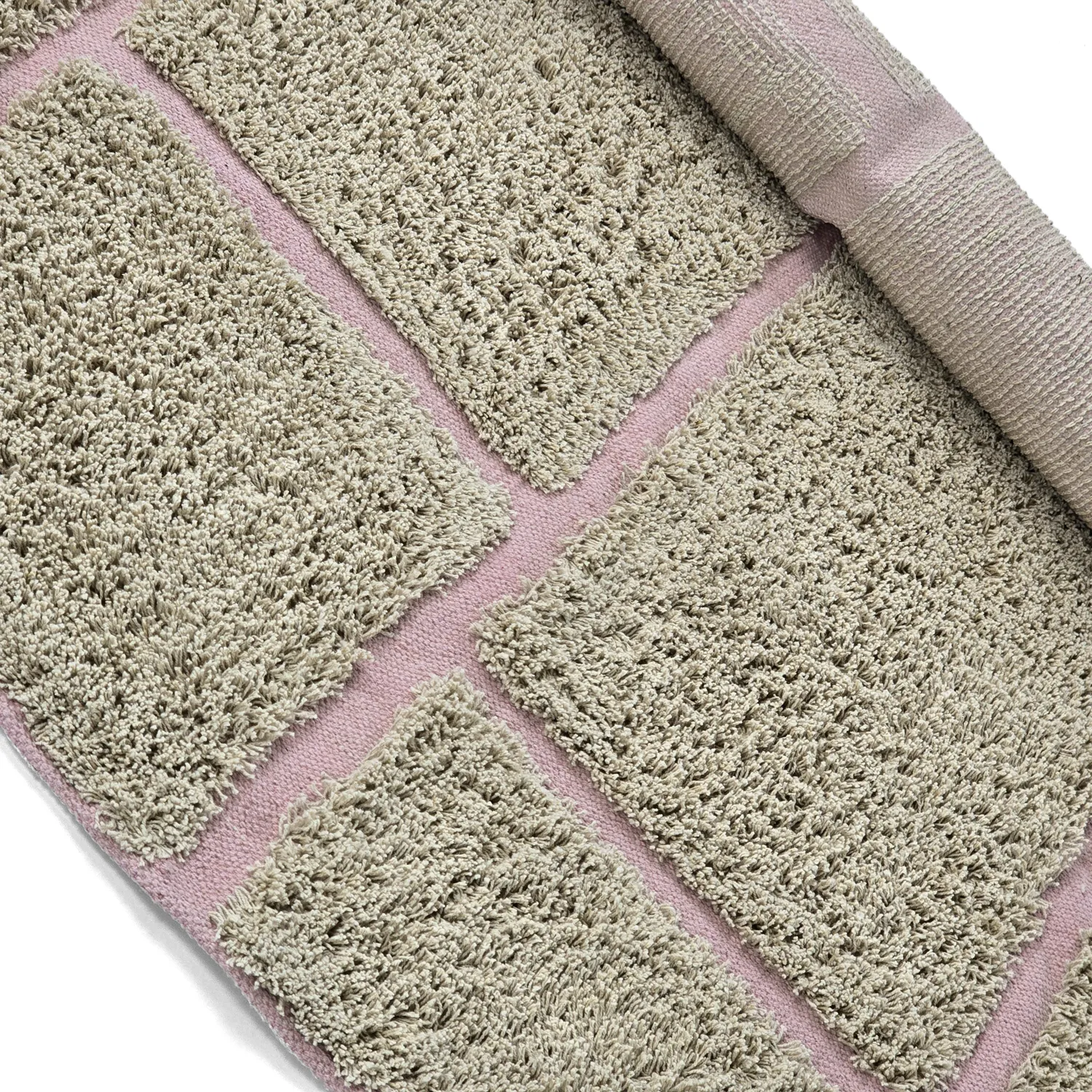 Alfombras redondeadas - Lindley Natural Cotton Shaggy (beige/rosa)