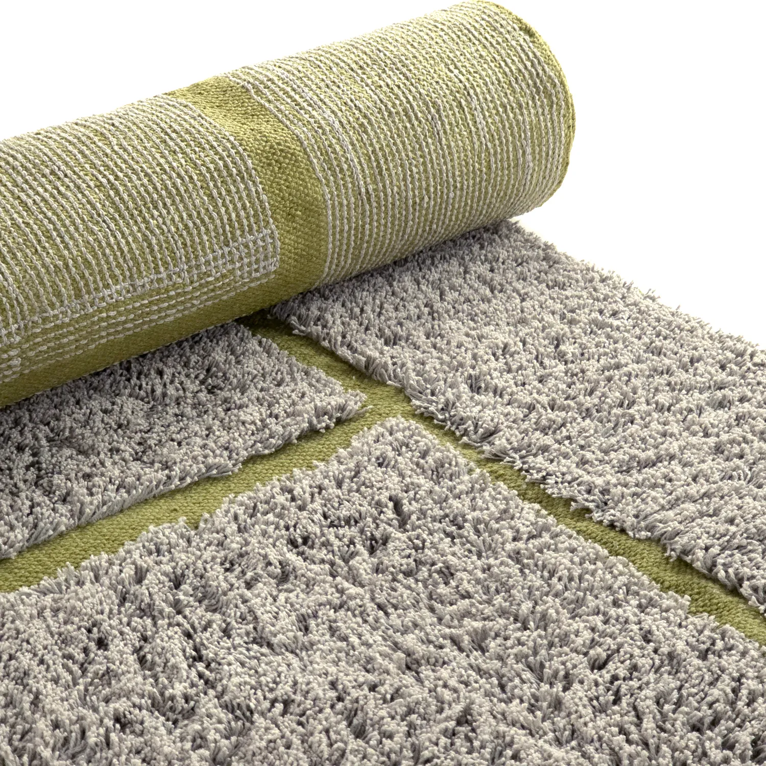 Alfombras de pelo largo - Lindley Natural Cotton Shaggy (gris/verde)