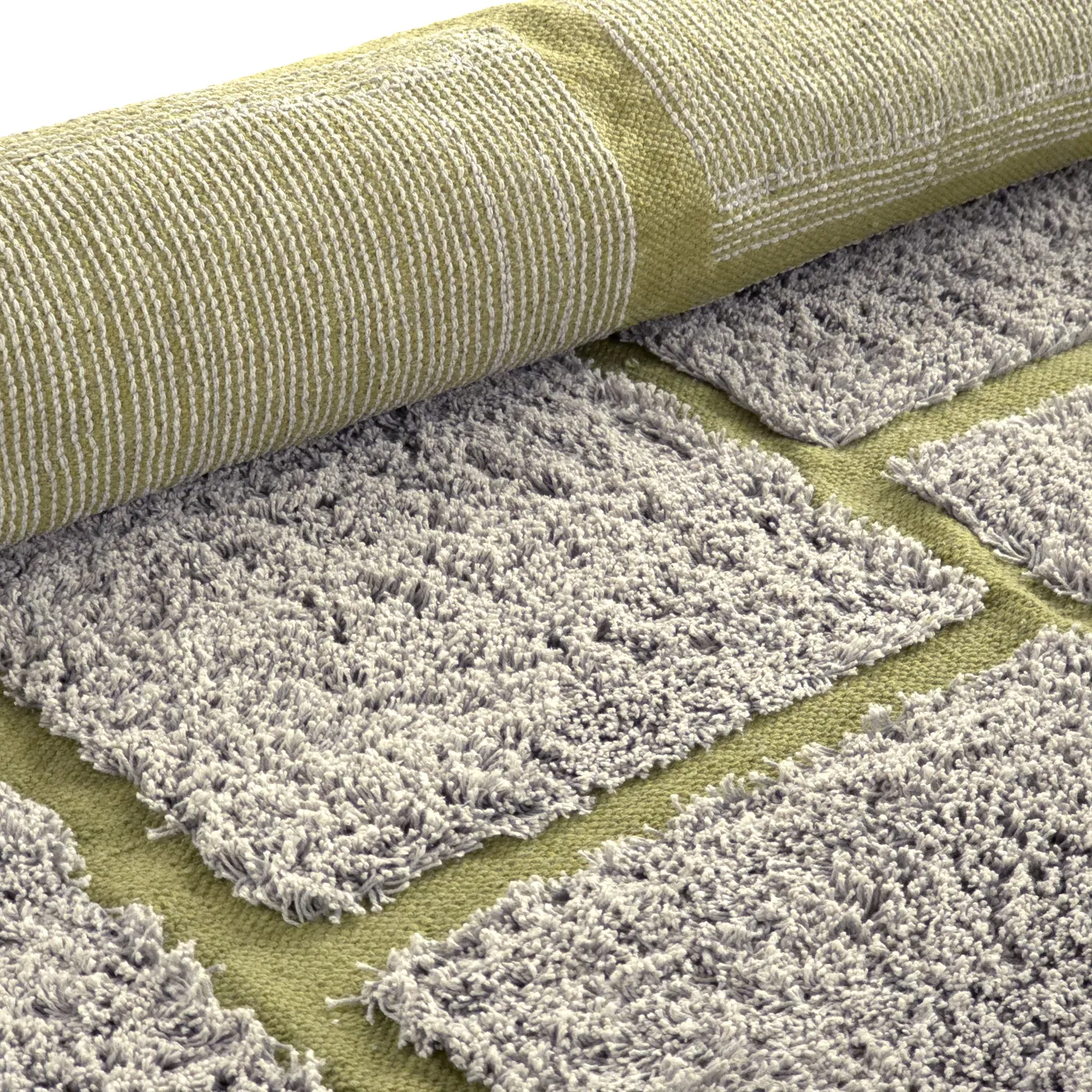 Alfombras de pelo largo - Lindley Natural Cotton Shaggy (gris/verde)