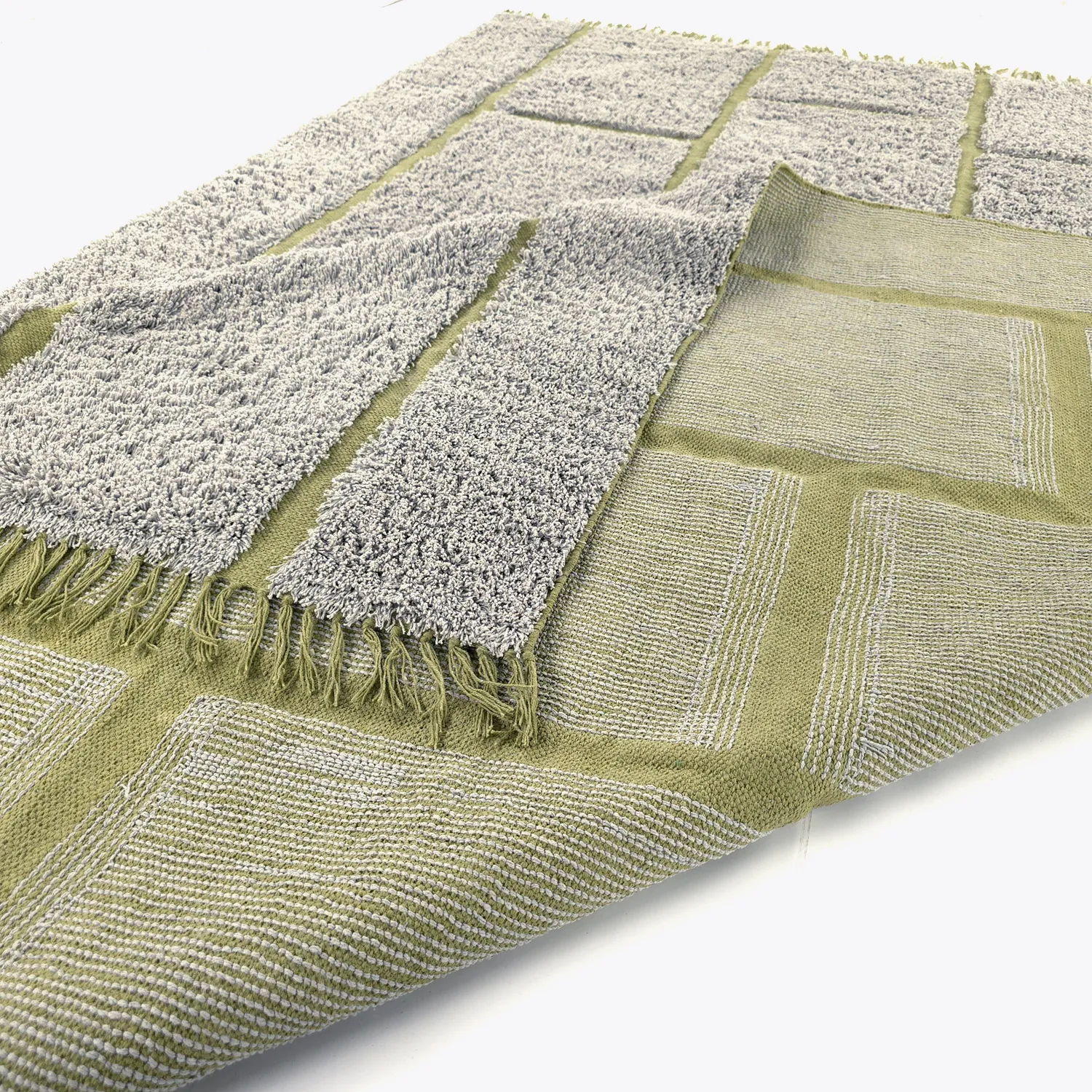Alfombras de pelo largo - Lindley Natural Cotton Shaggy (gris/verde)