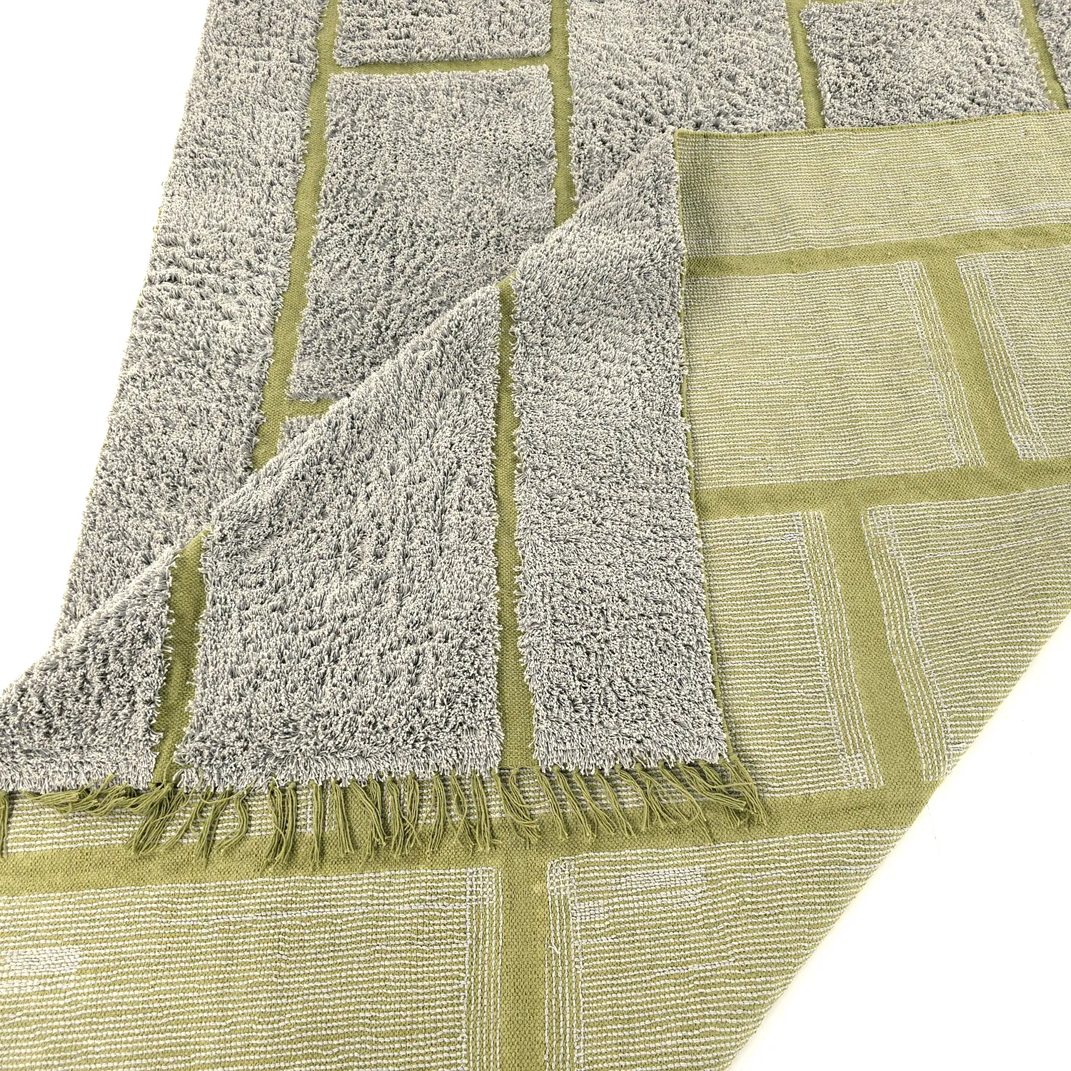 Alfombras de pelo largo - Lindley Natural Cotton Shaggy (gris/verde)