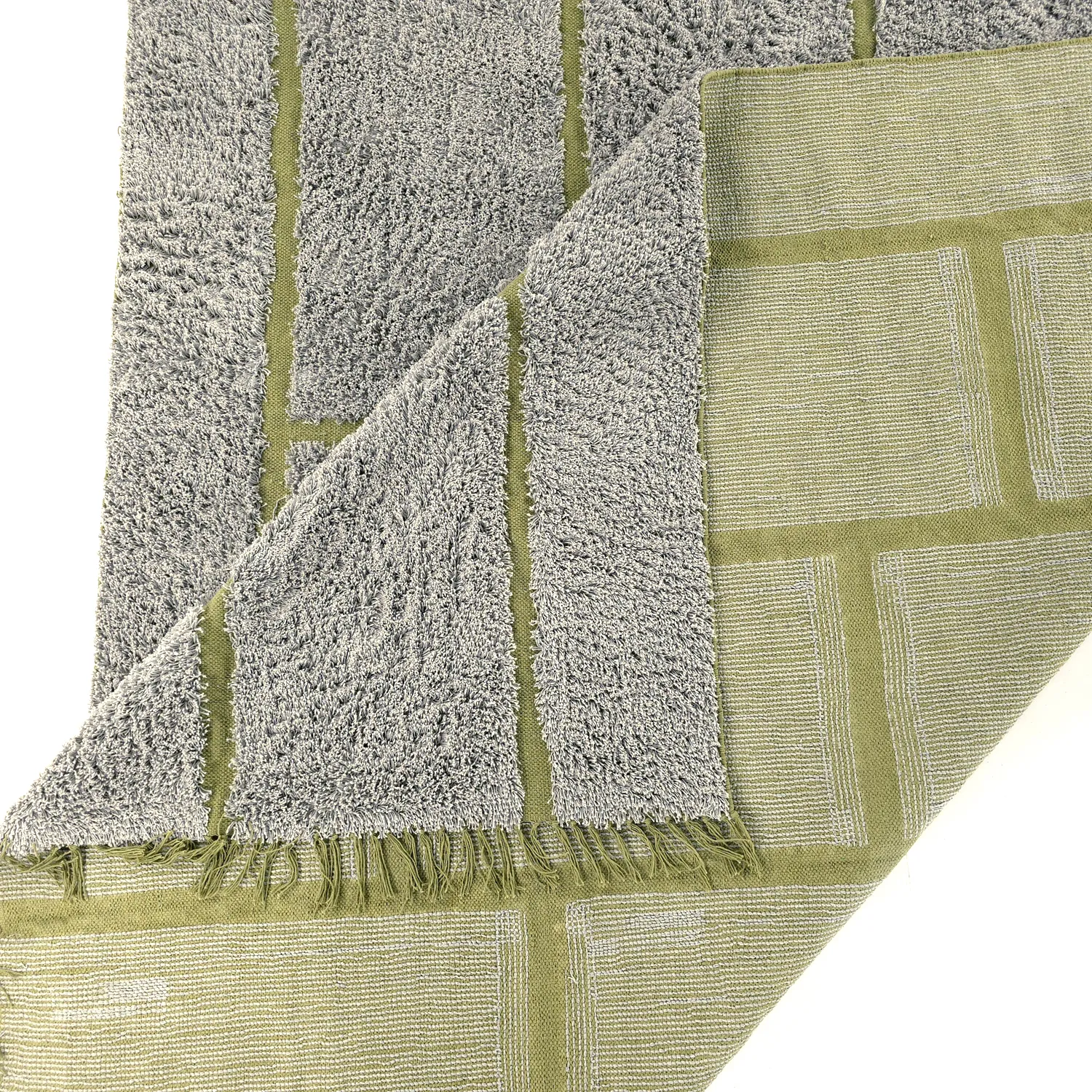 Alfombras de pelo largo - Lindley Natural Cotton Shaggy (gris/verde)