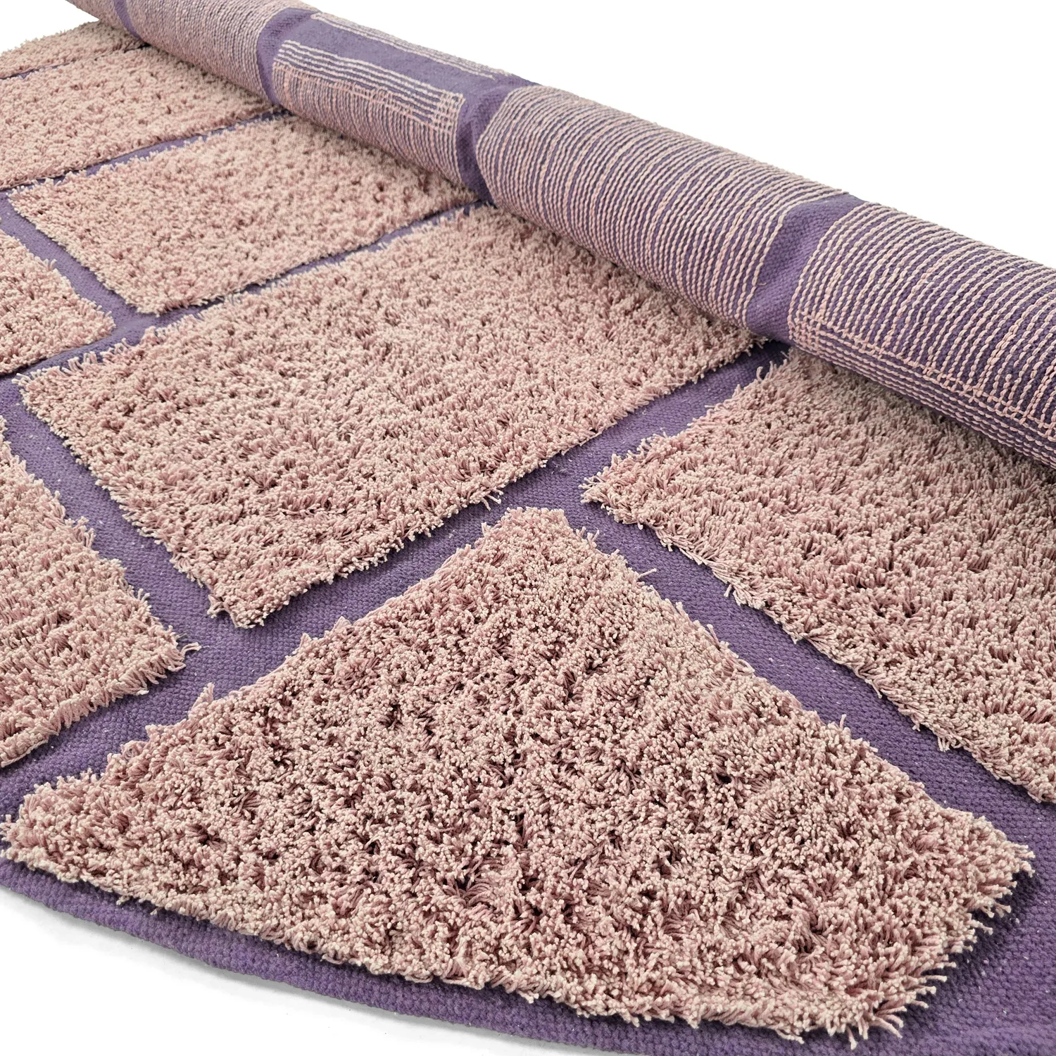 Alfombras redondeadas - Lindley Natural Cotton Shaggy (rosa/púrpura)
