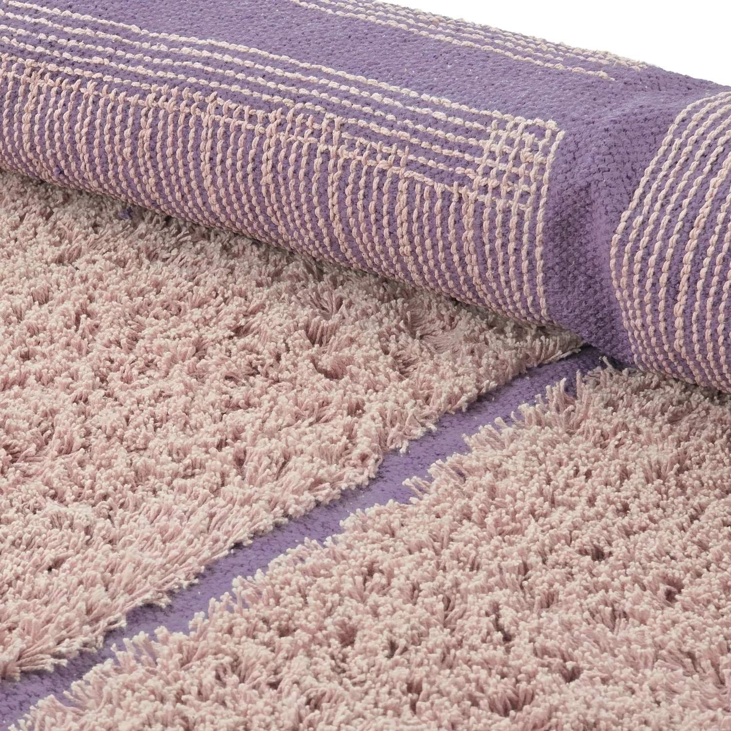 Alfombras redondeadas - Lindley Natural Cotton Shaggy (rosa/púrpura)