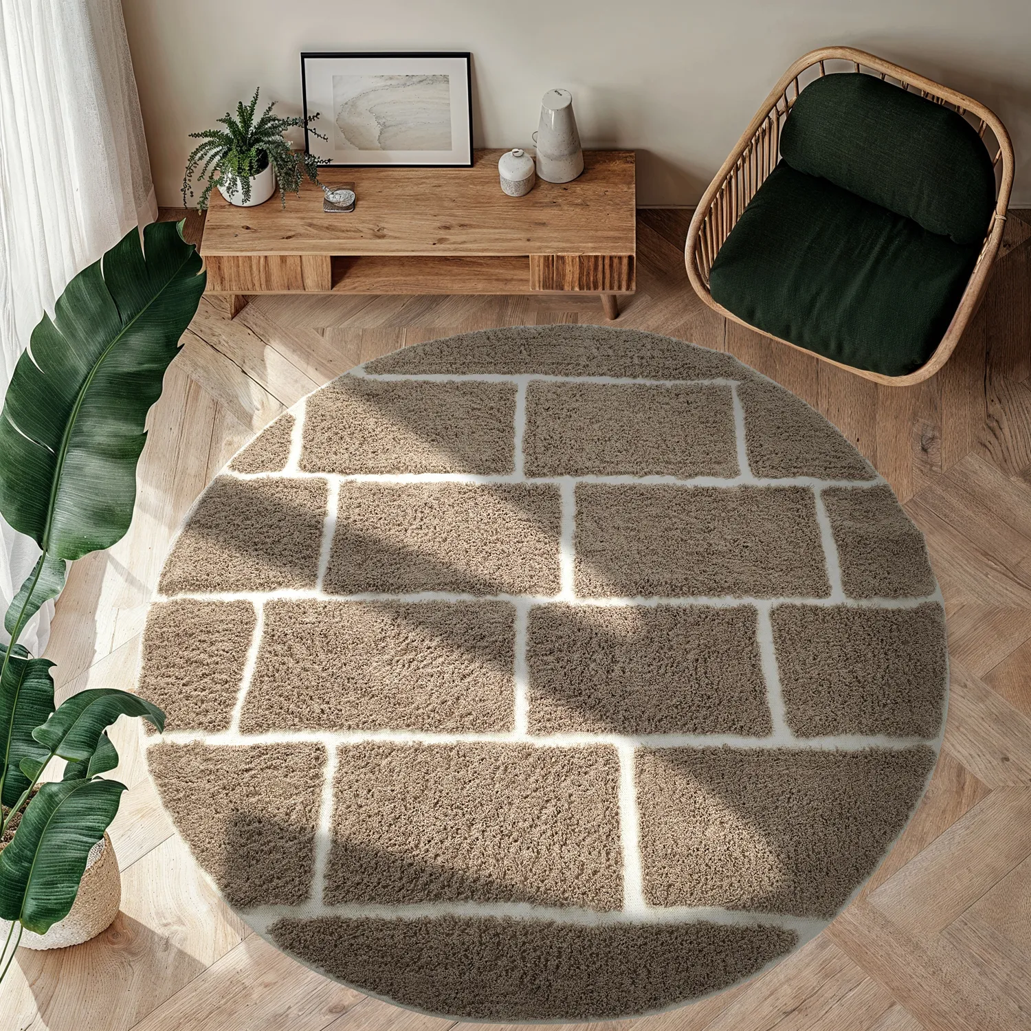 Alfombras redondeadas - Lindley Natural Cotton Shaggy (topo/gris)