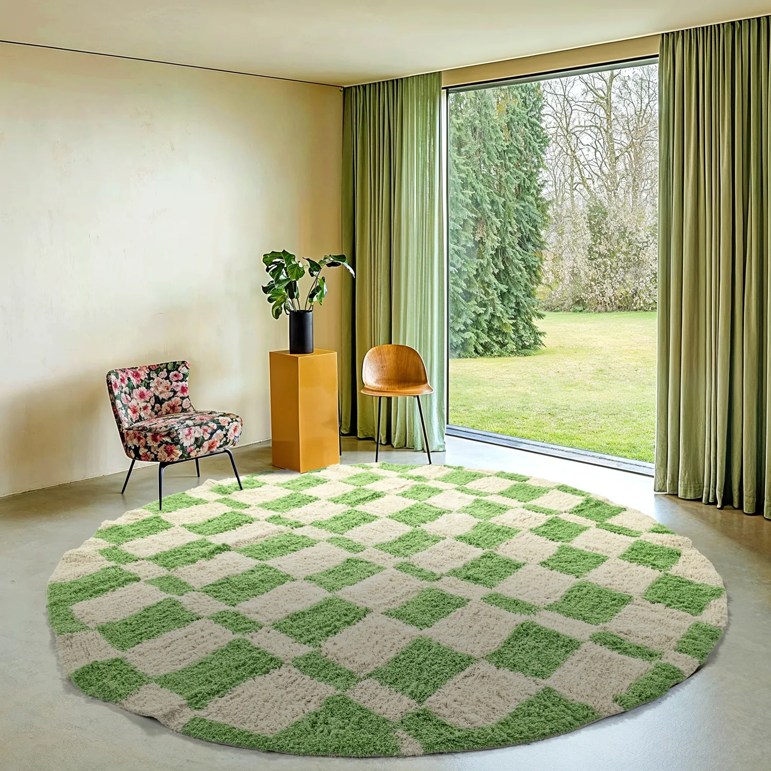 Alfombras redondeadas - Maranello Natural Cotton Shaggy (verde)