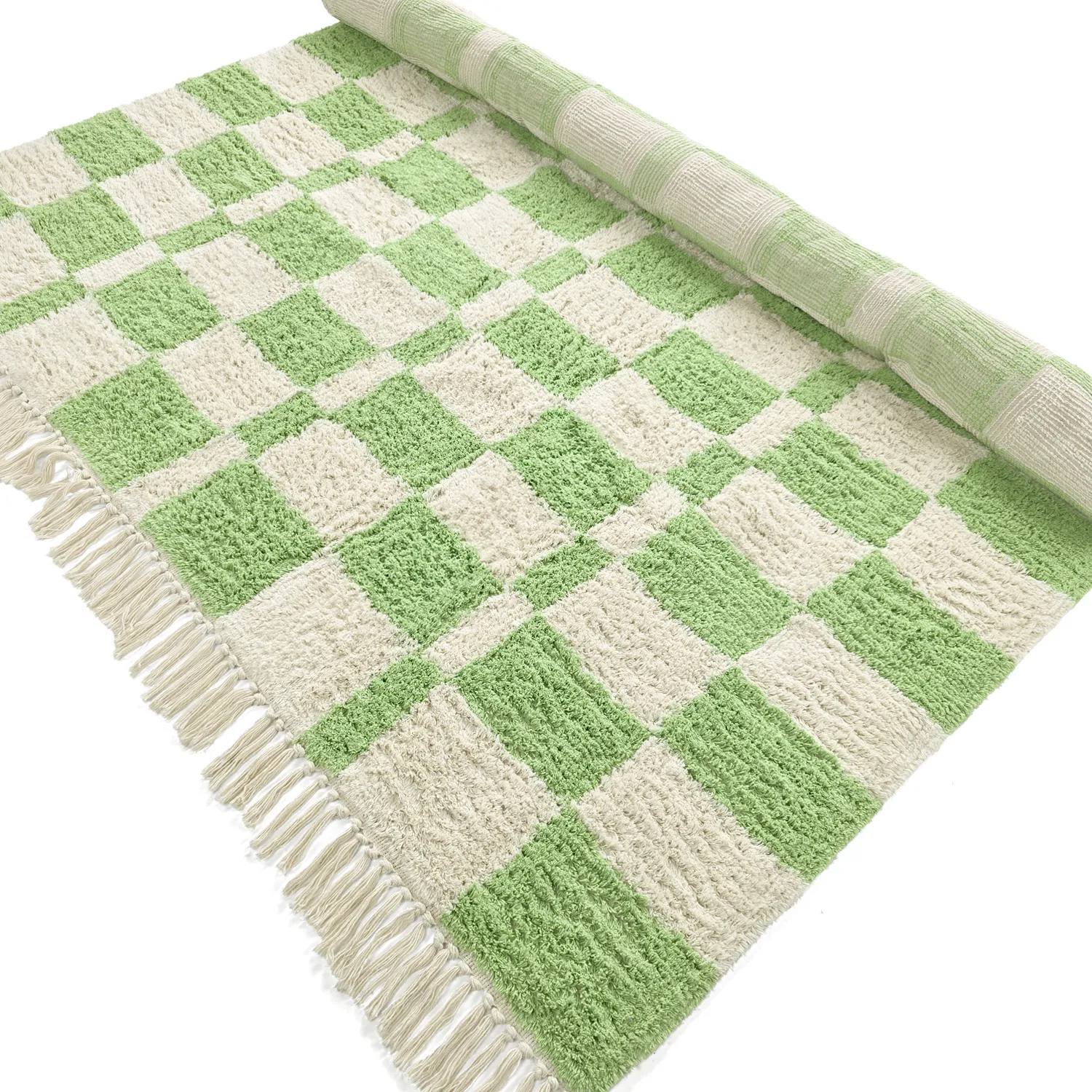 Alfombras de pelo largo - Maranello Natural Cotton Shaggy (verde)