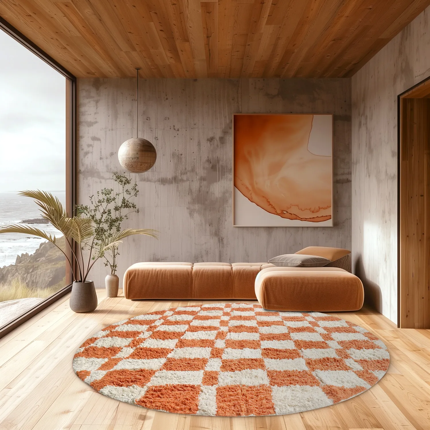 Alfombras redondeadas - Maranello Natural Cotton Shaggy (naranja)
