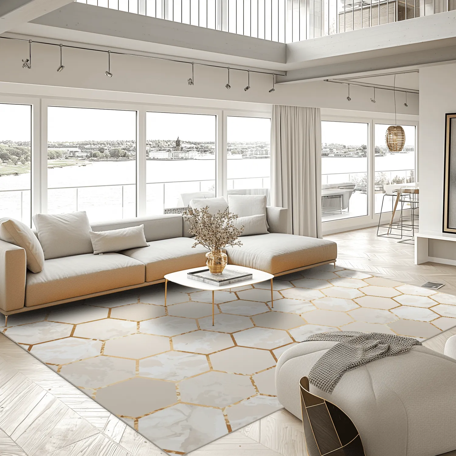 Alfombra Wilton - Morino (beige/blanco/dorado)