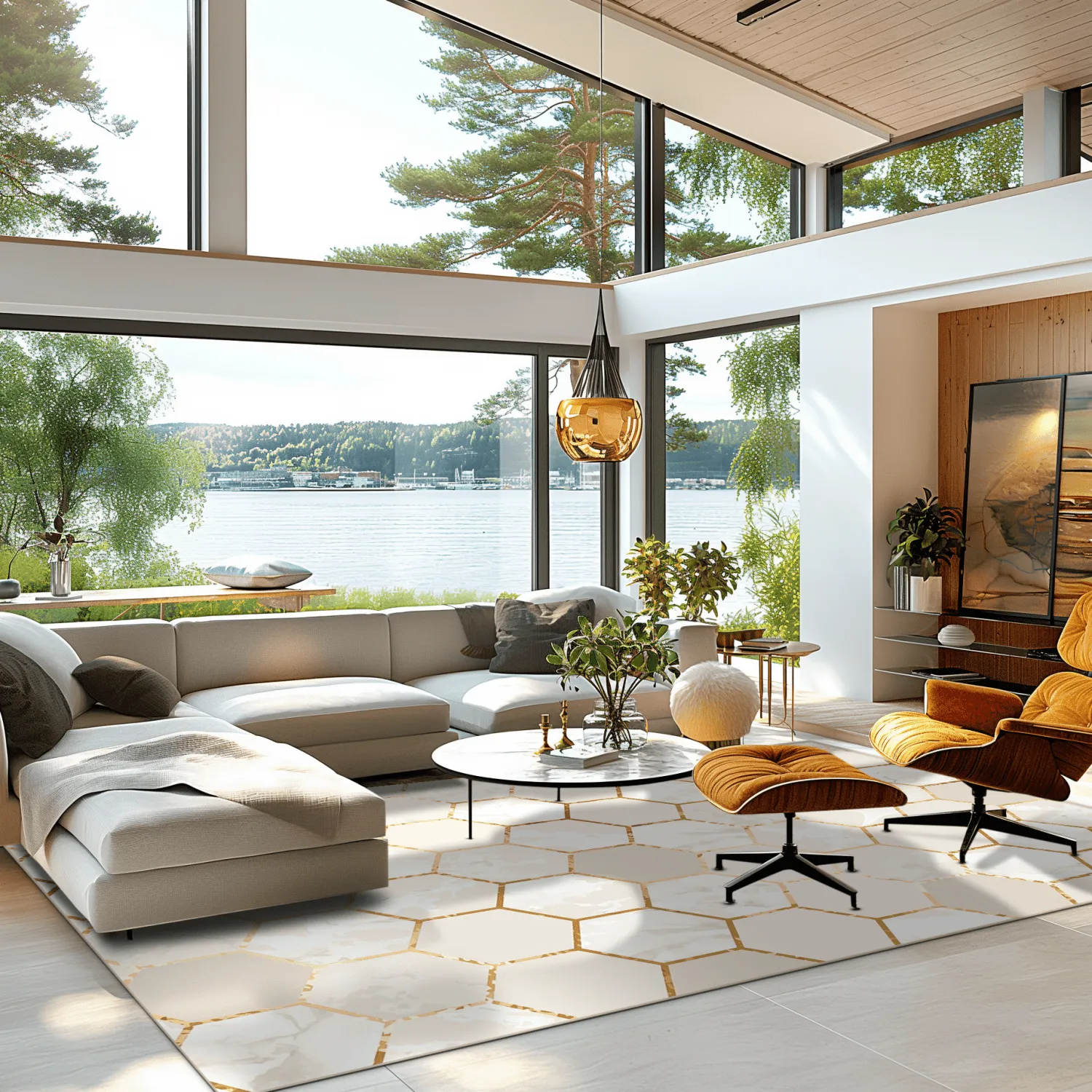 Alfombra Wilton - Morino (beige/blanco/dorado)