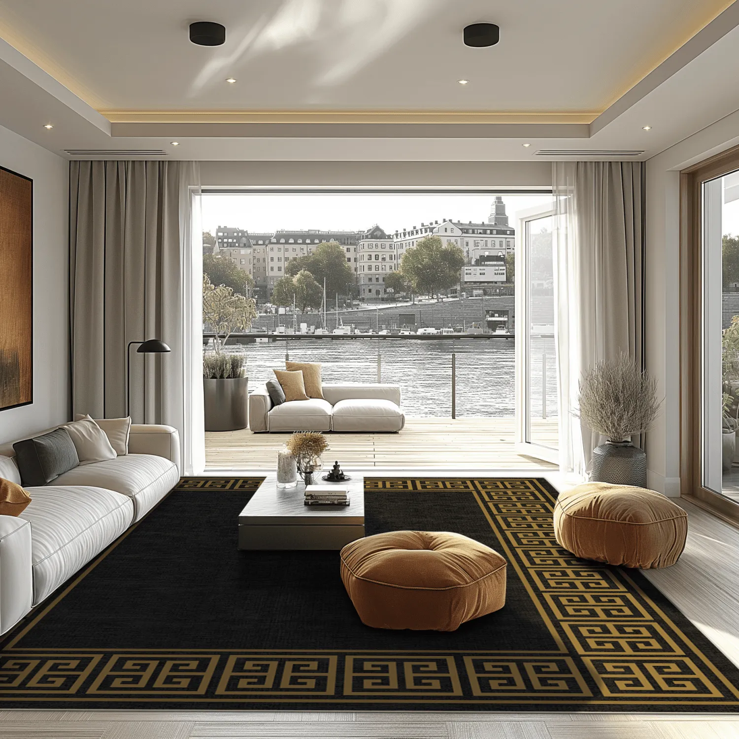 Alfombra Wilton - Myra (negro/oro)